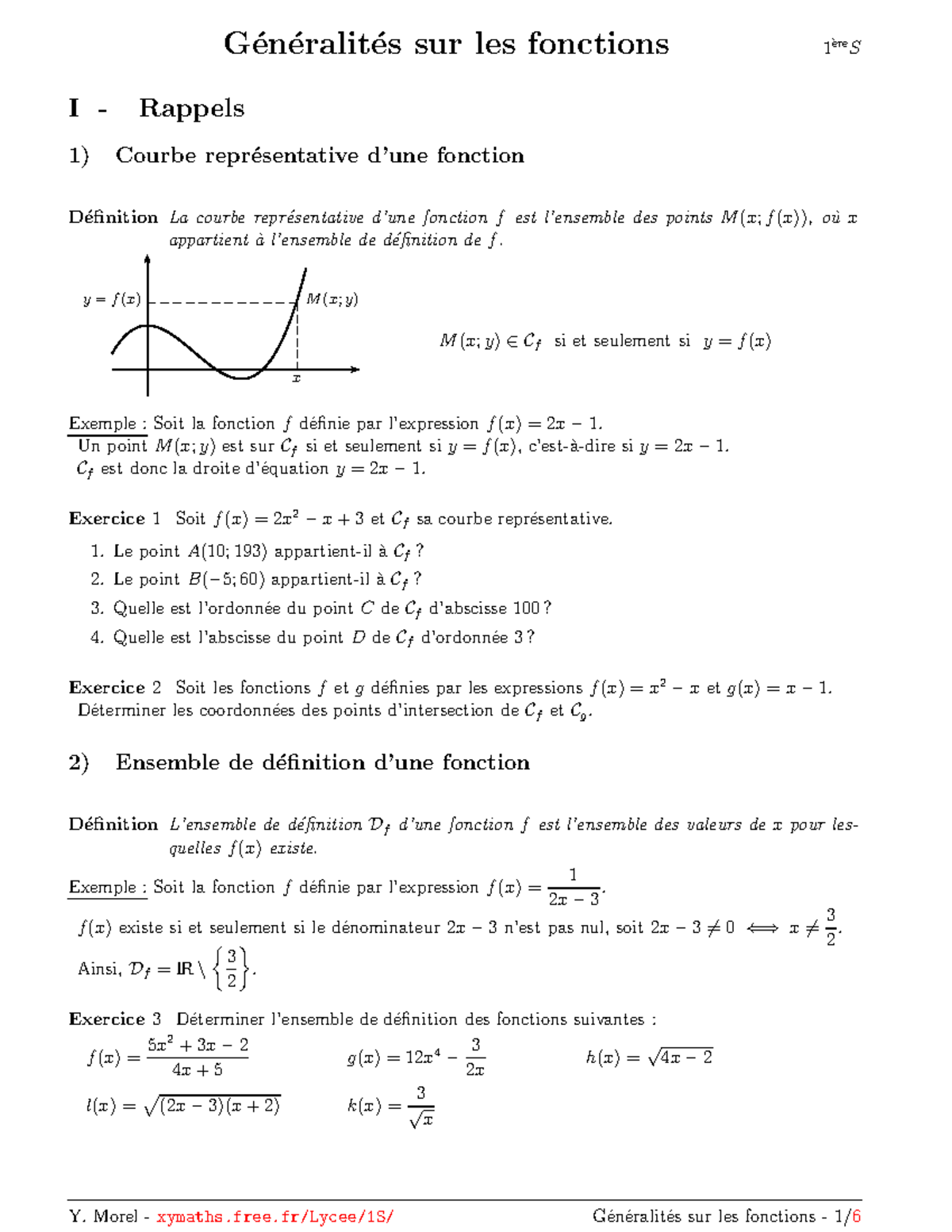 Généralités sur les fonctions - G ́en ́eralit ́es sur les fonctions 1 ...