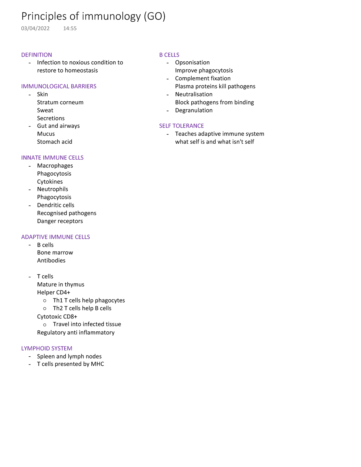 Principles of immunology - Lecture Notes M02 Year 4 - DEFINITION ...