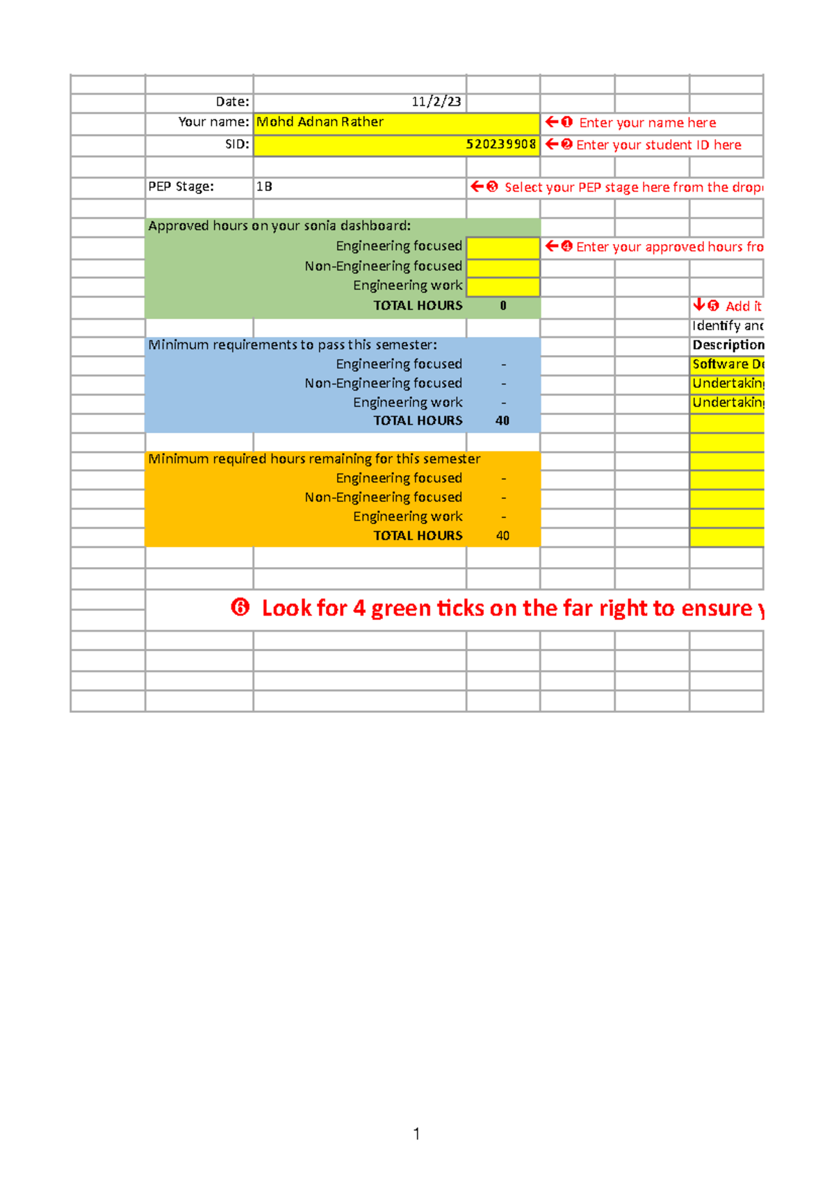 PEP Progress calculator 23 - Date: 11/2/ Your name: Mohd Adnan Rather ...