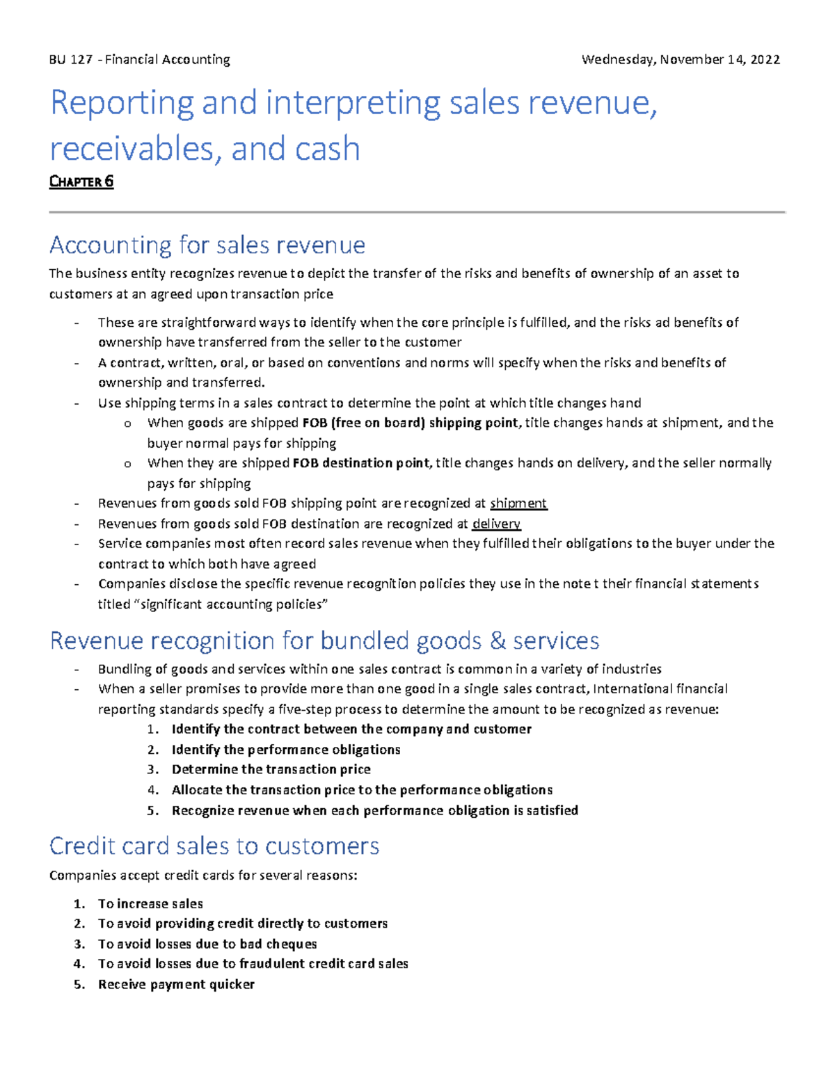 Accounting Chapter 6 Notes - BU 127 - Financial Accounting Wednesday ...