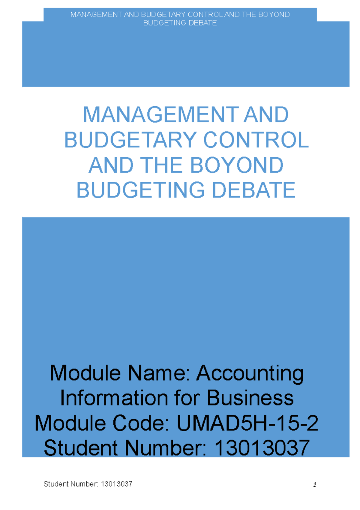 Accounting Information For Business - MANAGEMENT AND BUDGETARY CONTROL ...