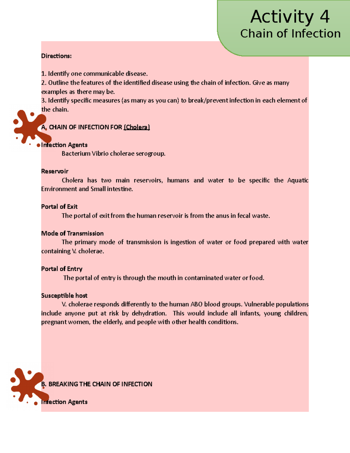 Which Of The Following Explains A Sign Of Disease - Activity 4 - 1. Identify one communicable disease. 2. Outline the