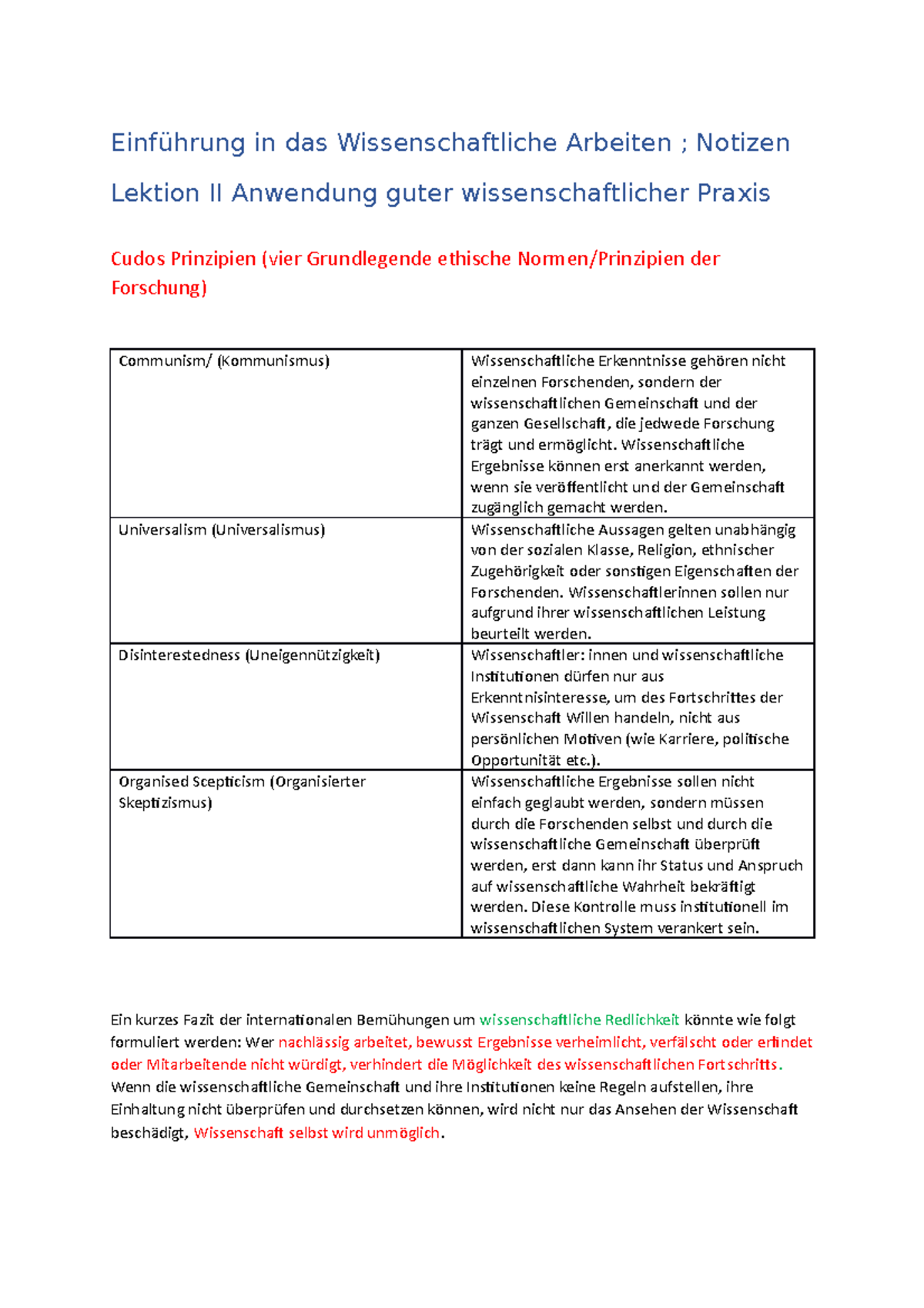 Wissenschaftliches Arbeiten Zusammenfassung Mit Farben - Einführung In ...