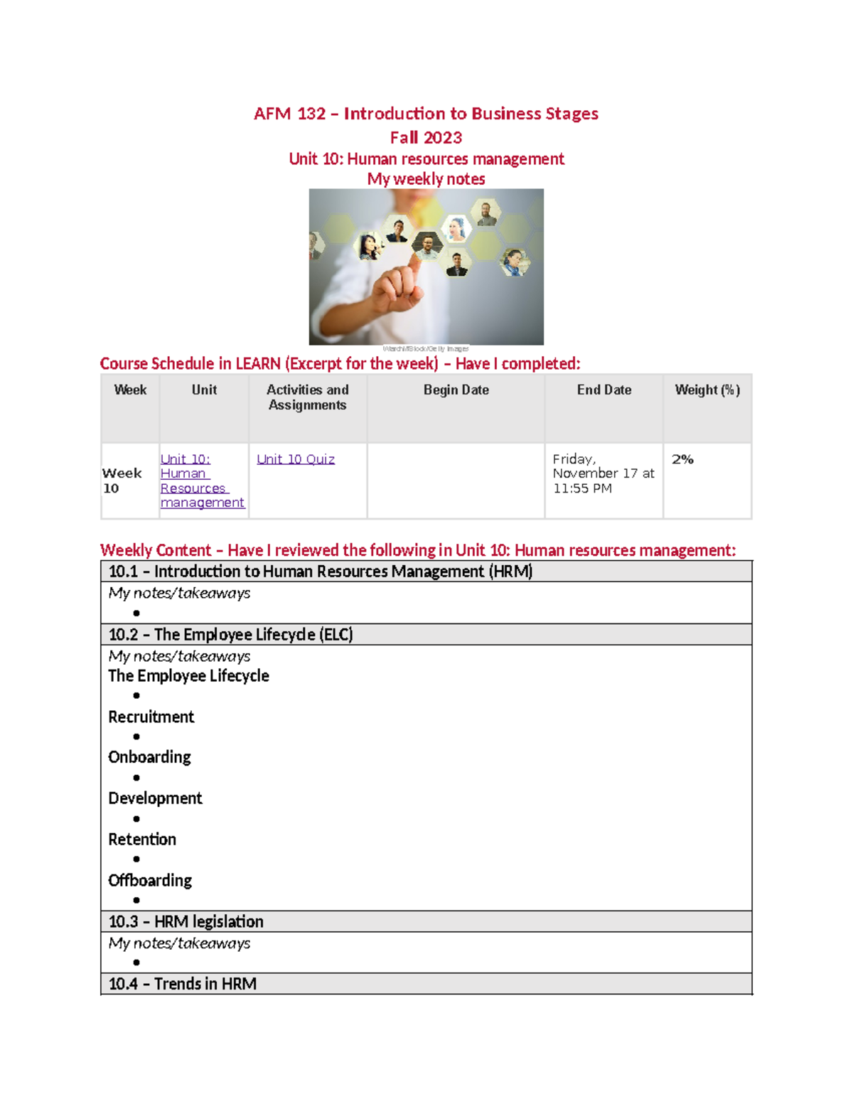 AFM 132 - Unit 10 - My Weekly Notes - AFM 132 – Introduction To ...