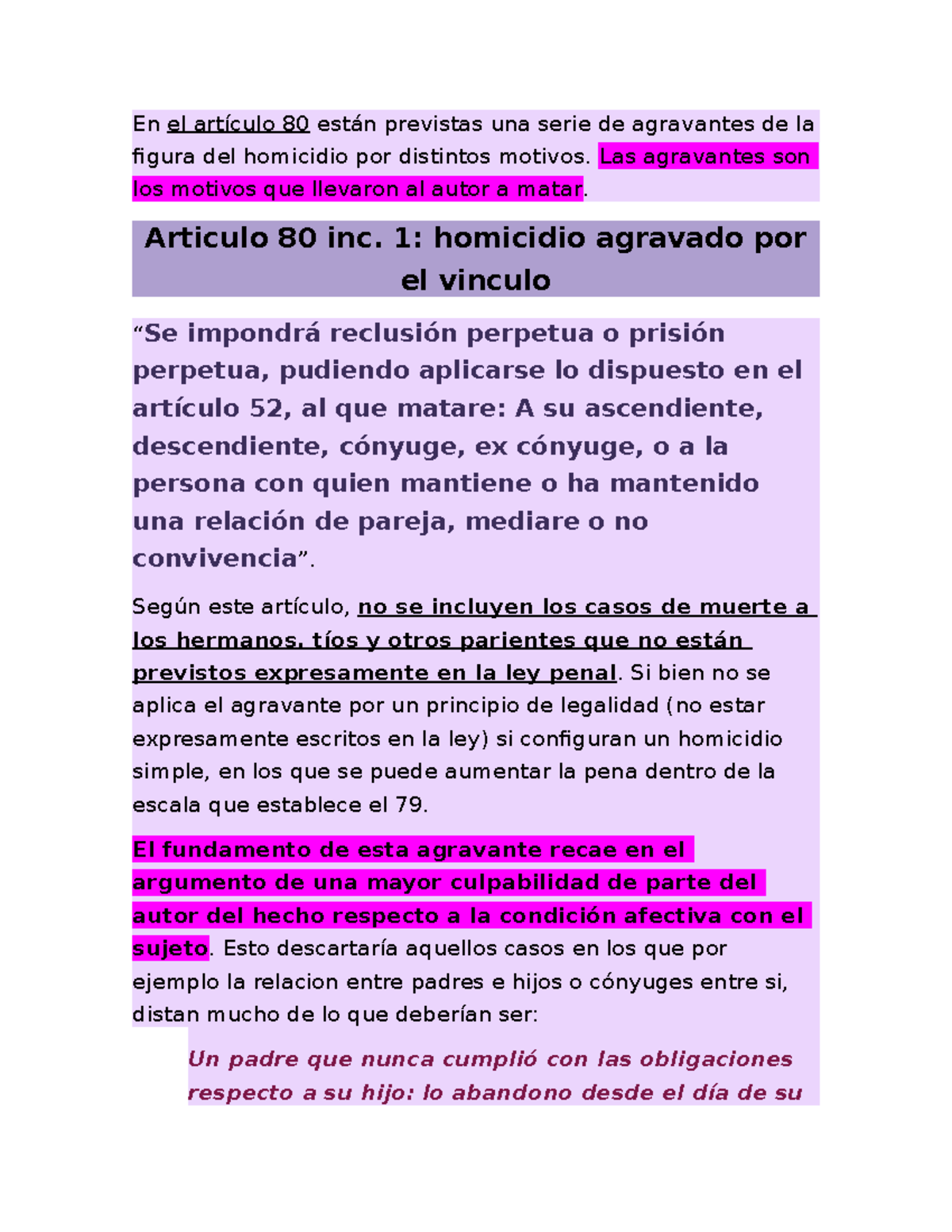 80 - Análisis del articulo 80 del código Penal - En el artículo 80 ...