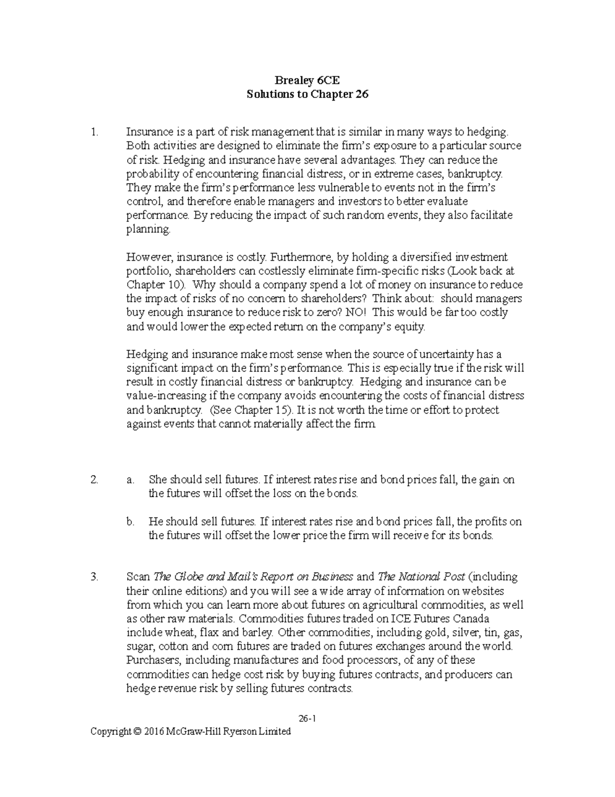 Brealey 6CE Ch26 Solutions - Brealey 6CE Solutions to Chapter 26 ...