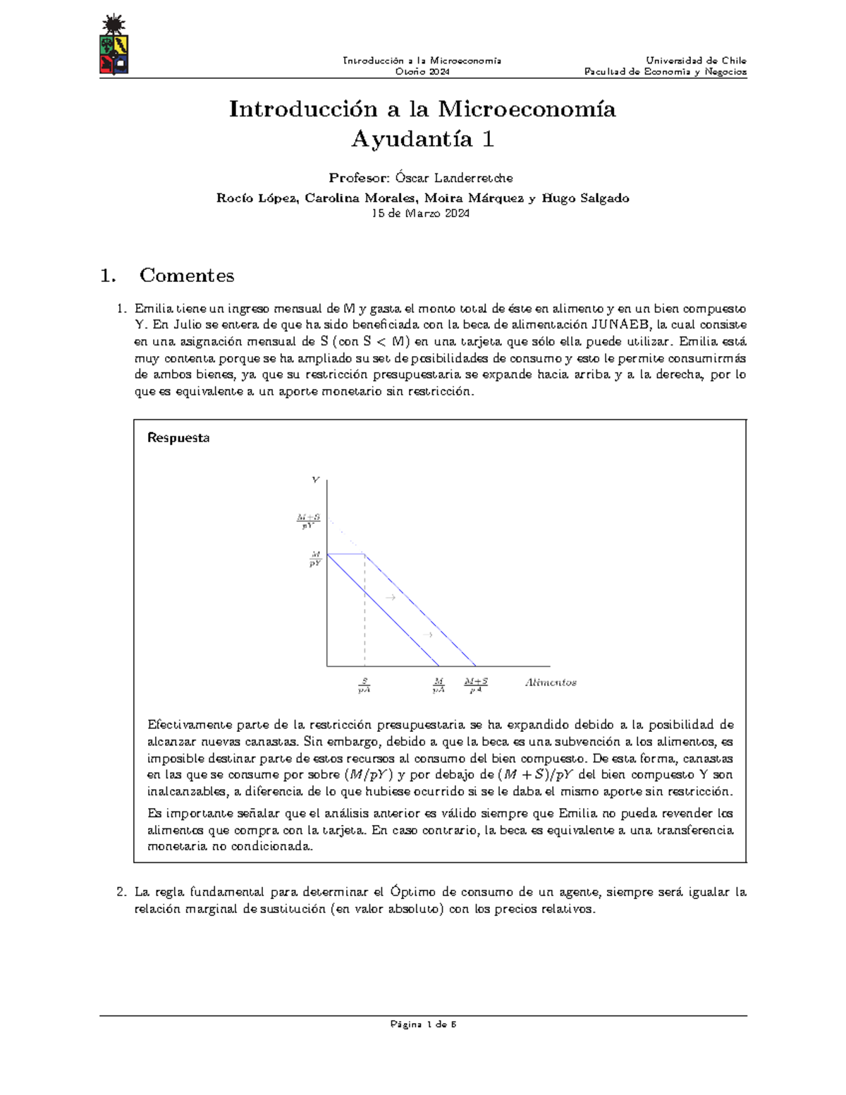 A1 Pauta - Oto ̃no 2024 Facultad De Econom ́ıa Y Negocios Introducci ...