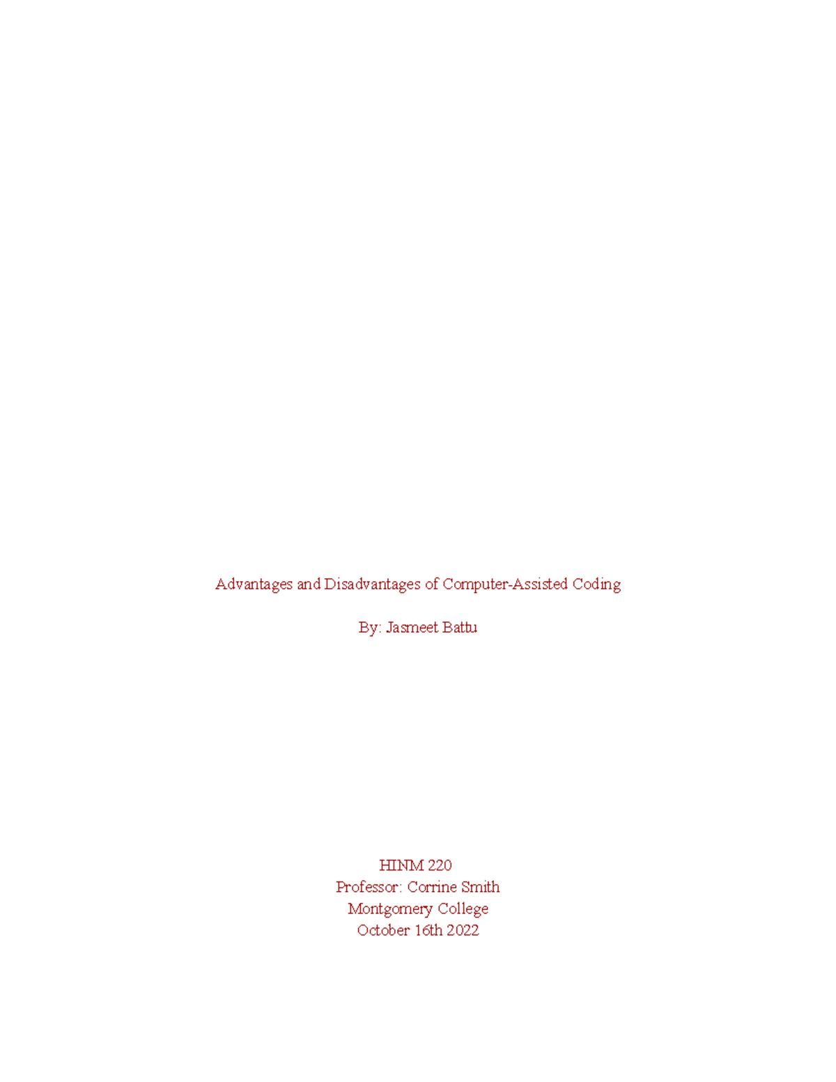 Advantages and Disadvantages of Computer-Assisted Coding Paper - With ...