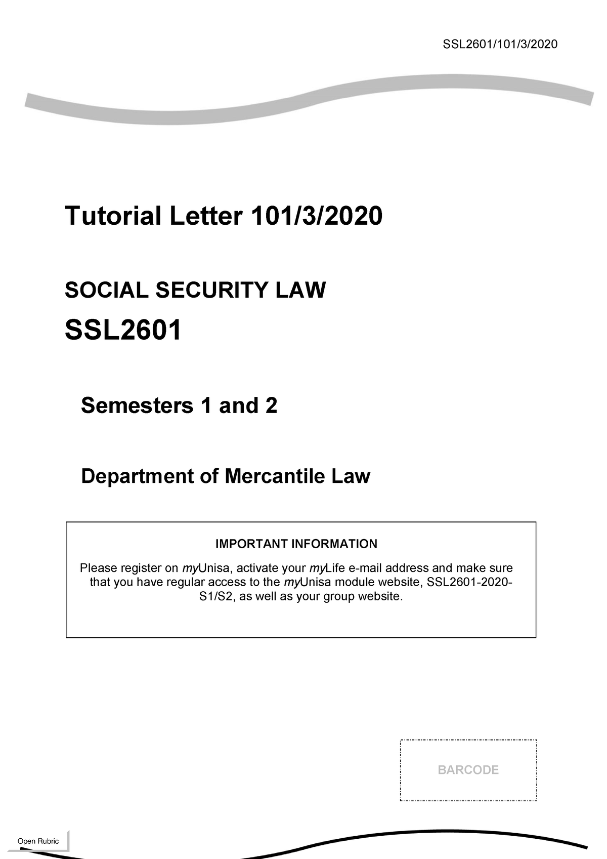 101 2020 3 B Tutorial Letter For Collective Labour Law - SSL2601/101/3 ...