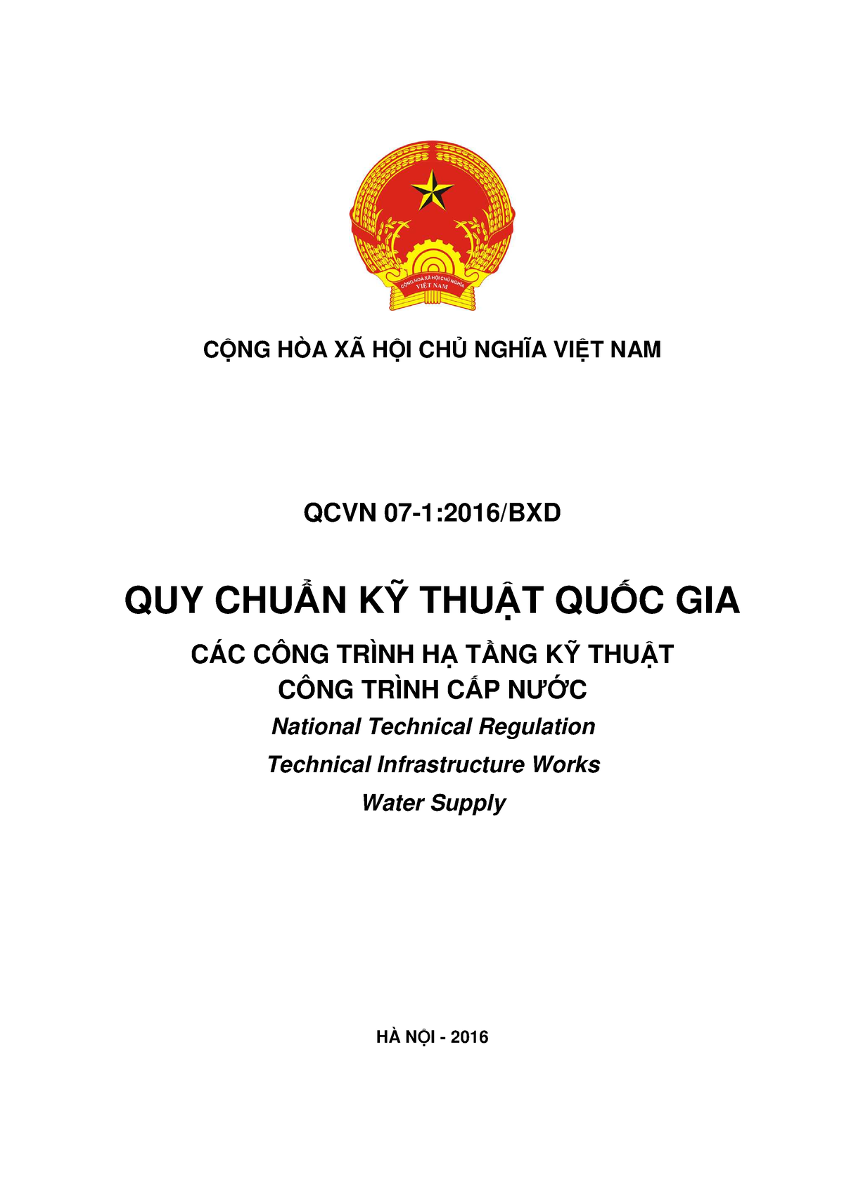 QCVN 07-1-2016-BXD-Cap Nuoc Ha Tang - C NG HÒA XÃ H I CH NGHĨA VI T NAM ...