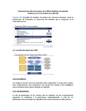 Resume-complet-GRH - Résumé Gestion Des Ressources Humaines - Gestion ...