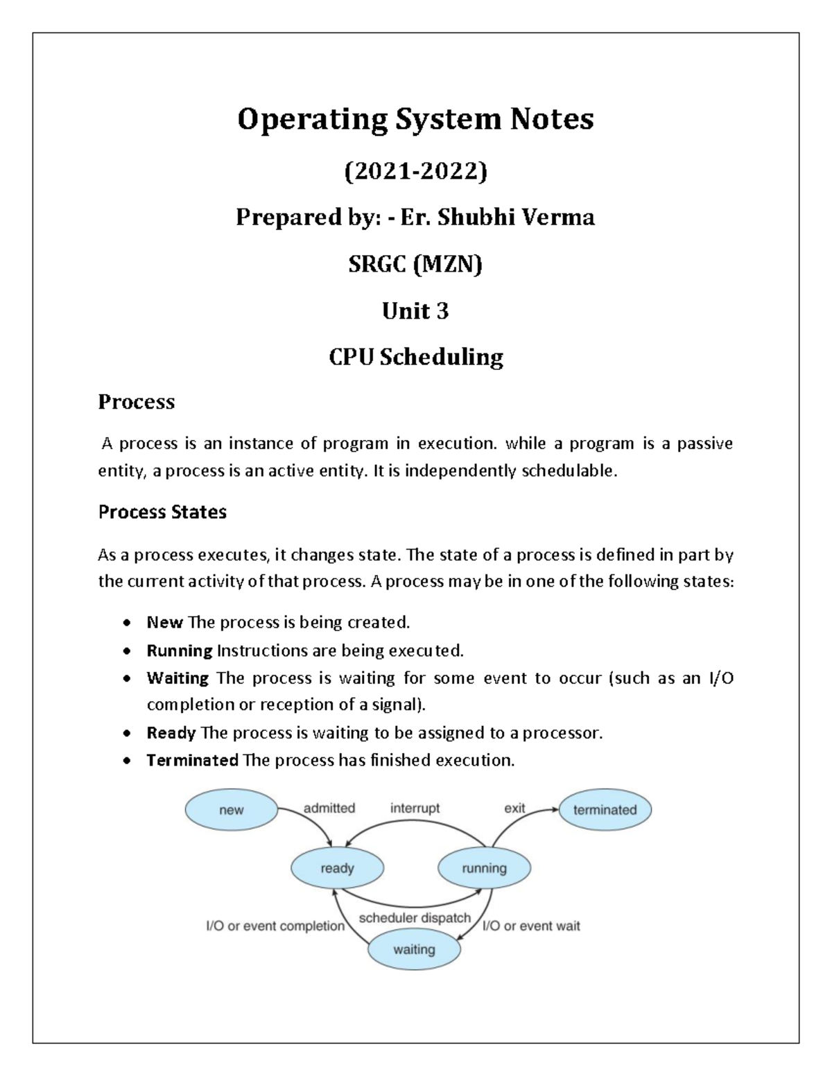 OS Notes unit 3 - Just read it - Operating System Notes (2021-2022 ...