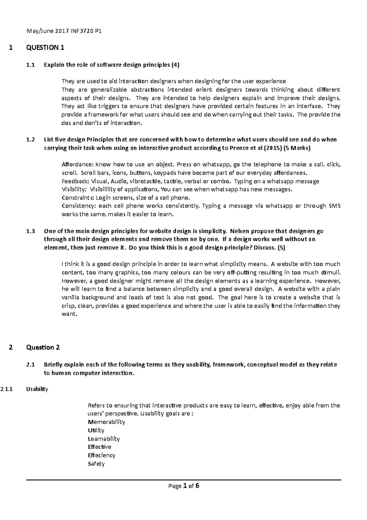 Exam 29 June 2017 Questions And Answers May June 2017 Inf3720 P1 1 Question 1 1 The Role Of Exam 29 June 2017 Questions And Answers May June 2017 Inf3720 P1 1 Question 1 1 The Role Of