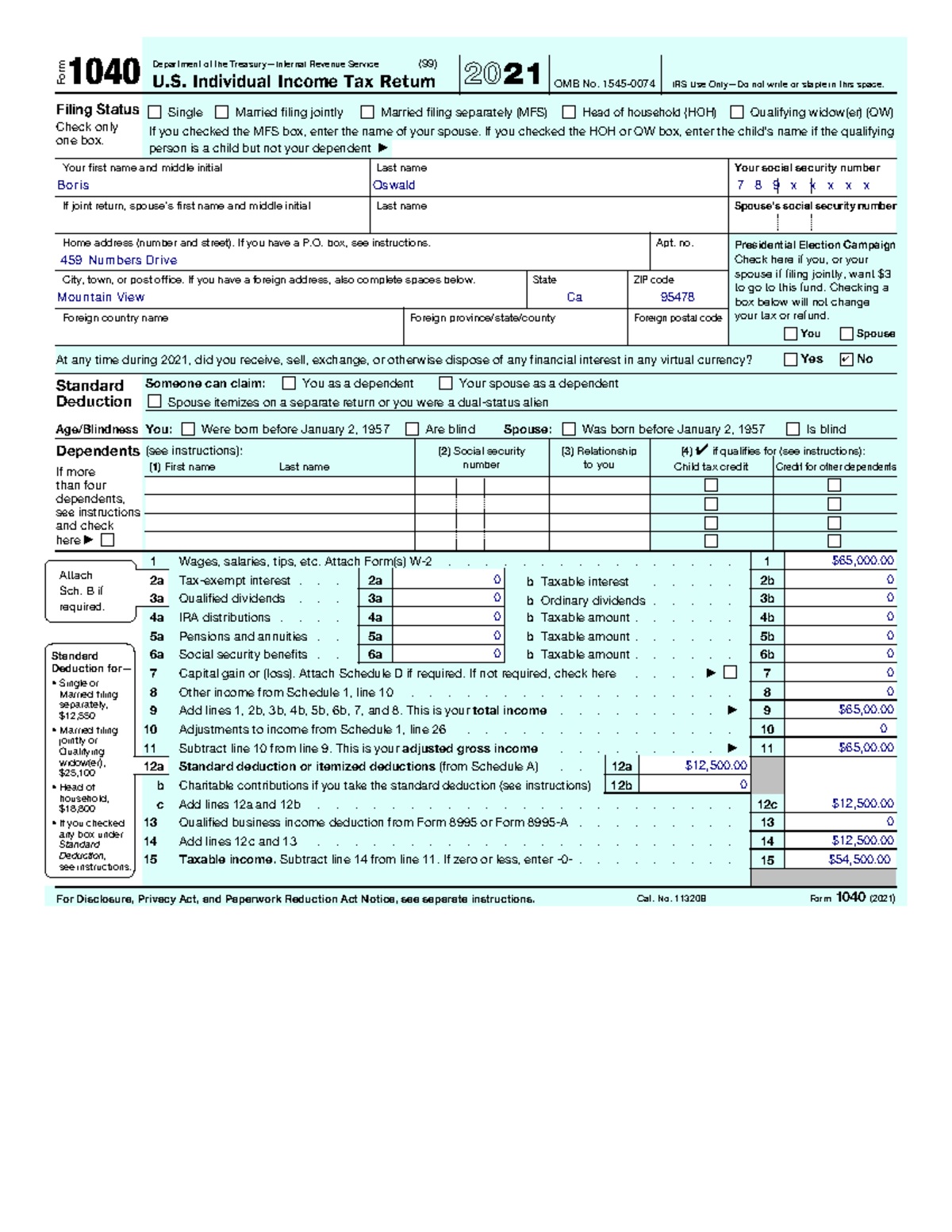 Annotated-Boris - Annotation - Form 1040 U. Individual Income Tax ...