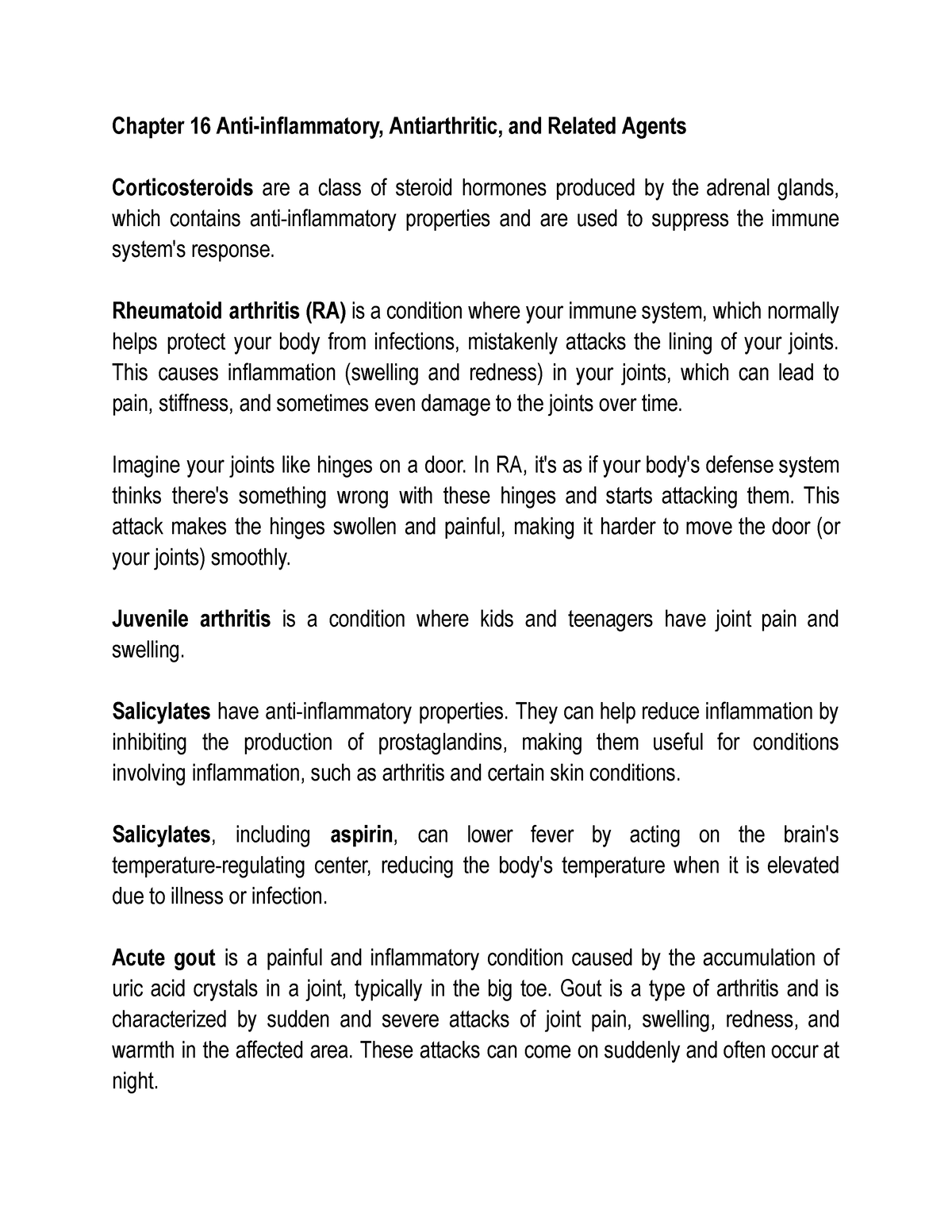 Chapter 16 Anti-inflammatory, Antiarthritic, And Related Agents ...