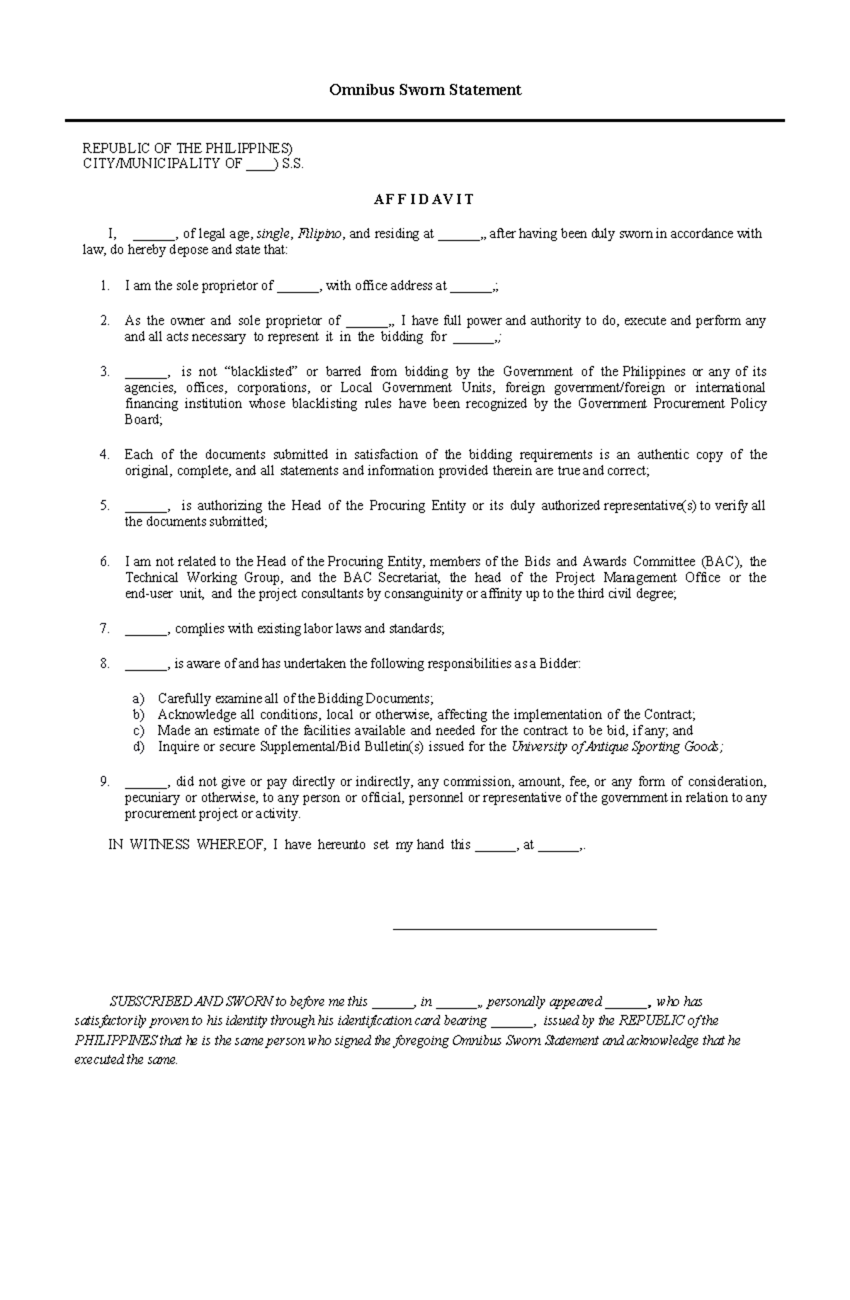 Omnibus-Sworn-Statement - Omnibus Sworn Statement REPUBLIC OF THE ...