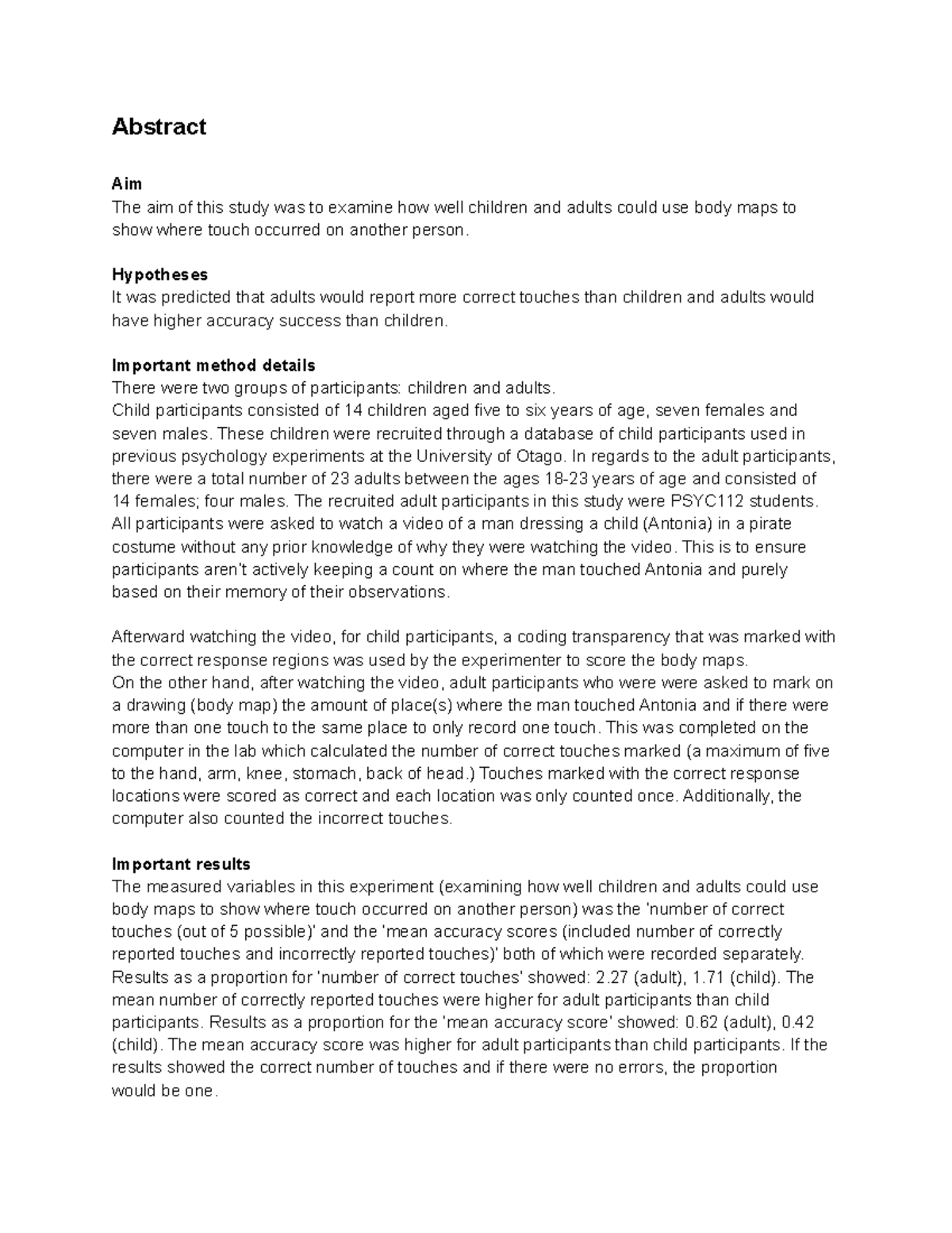 #2 lab Abstract - Abstract Aim The aim of this study was to examine how ...