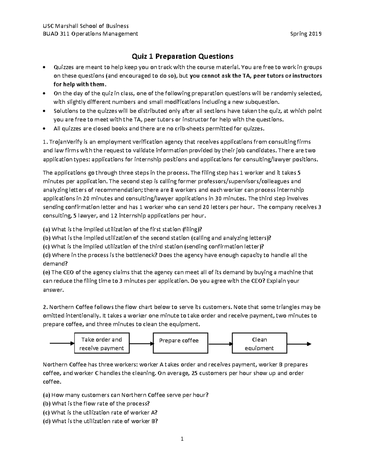 BUAD 311 Quiz 1 - Quiz - USC Marshall School Of Business BUAD 311 ...