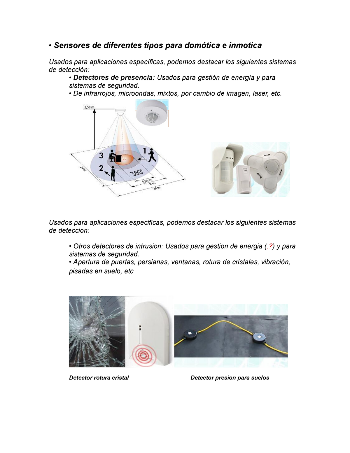 ➤ Tipos de Sensores para Domótica