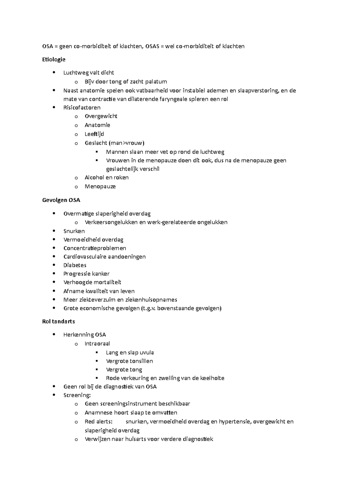 -(20) Diagnostiek van OSA - OSA = geen co-morbiditeit of klachten, OSAS ...