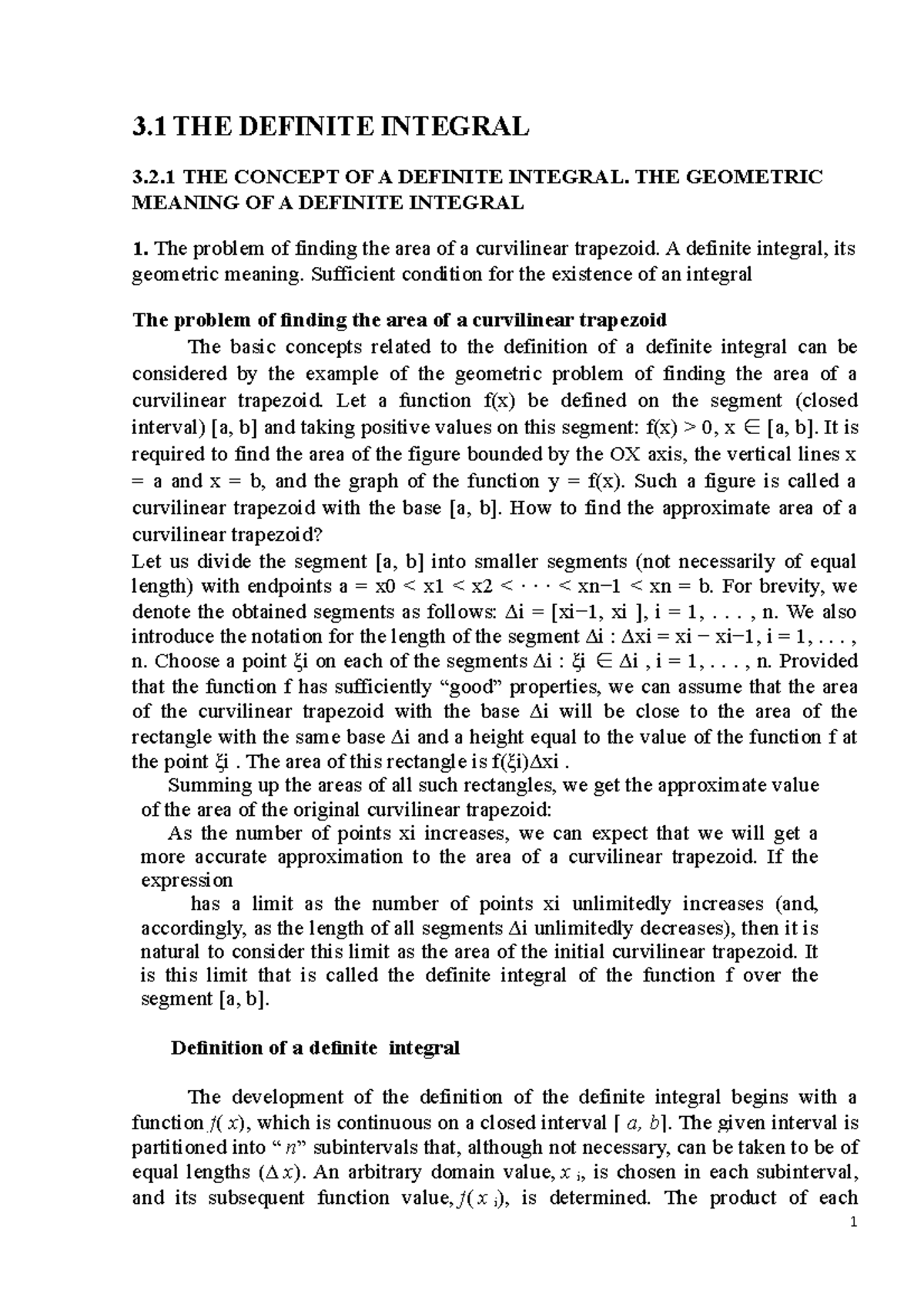 8 - dhtkjkytk - 3 THE DEFINITE INTEGRAL 3.2 THE CONCEPT OF A DEFINITE ...