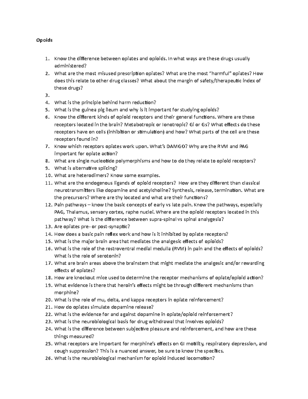 Test 3 study guide - Opoids Know the difference between opiates and ...