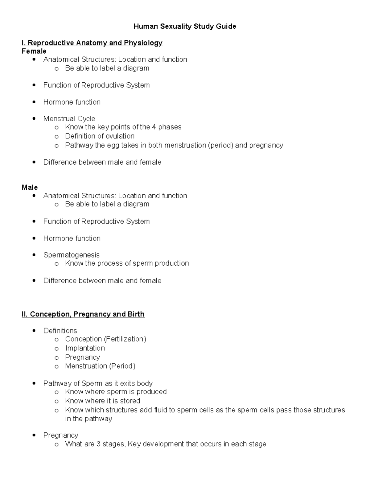2022 Human Sexuality Study Guide - Human Sexuality Study Guide I ...