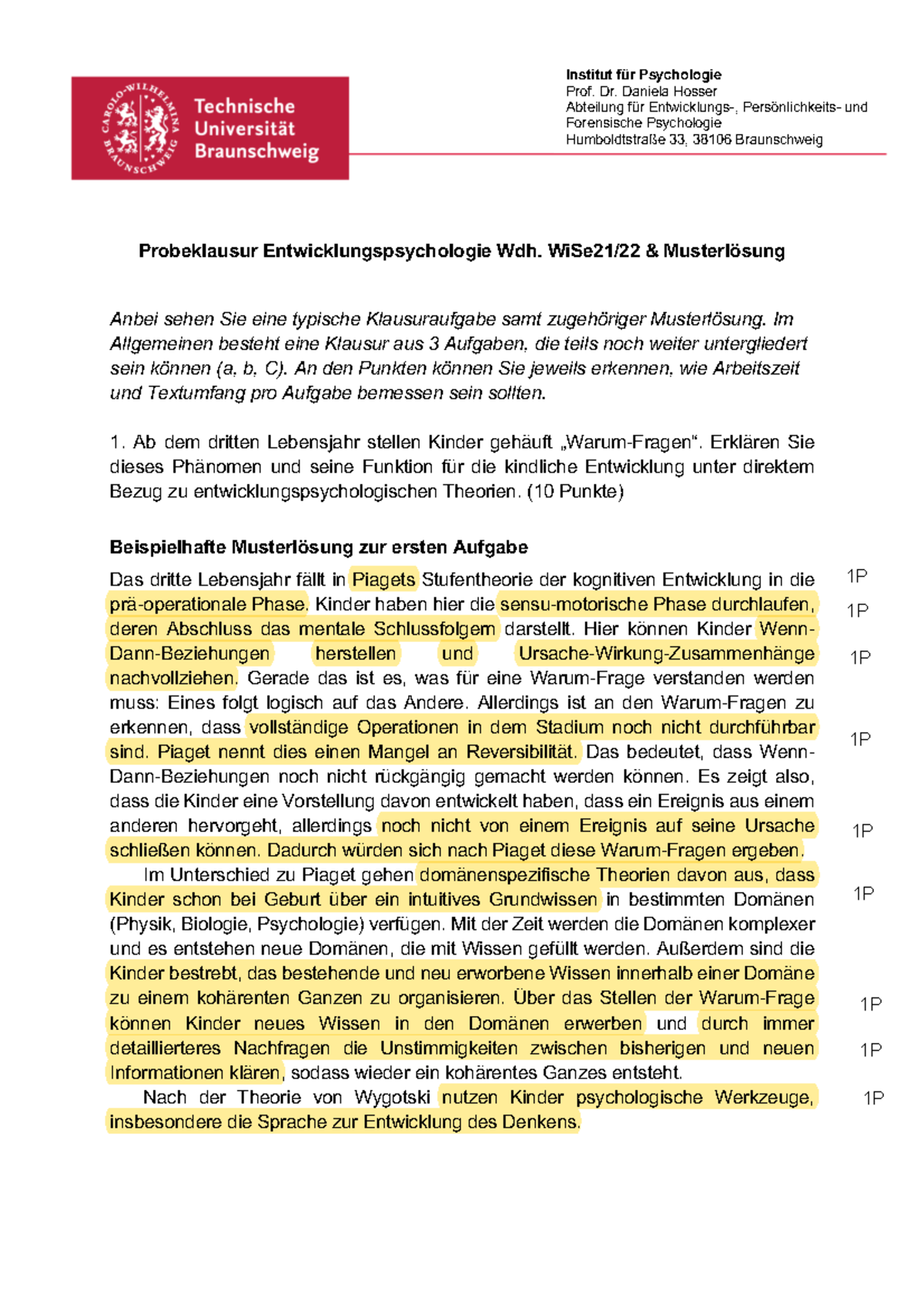 Musterlösung zur Klausur Entwicklung - Entwicklung über die ...