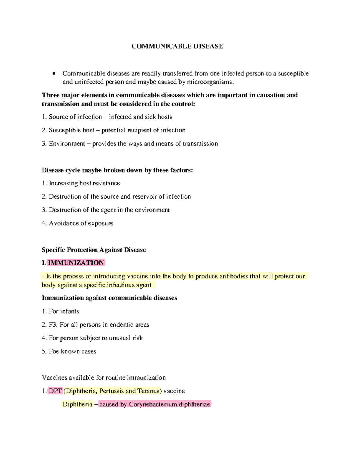 Lesson 8 Communicable Disease - COMMUNICABLE DISEASE Communicable ...