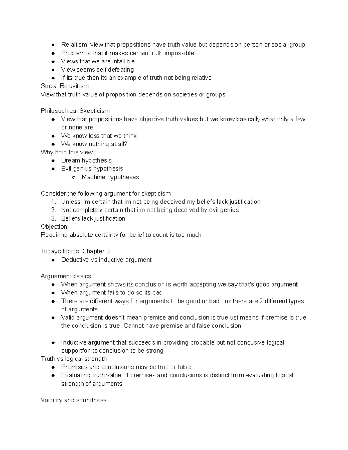 SSH 105 Week 3 - Chapter 3 notes of Critical Thinking - Relaitism: view ...