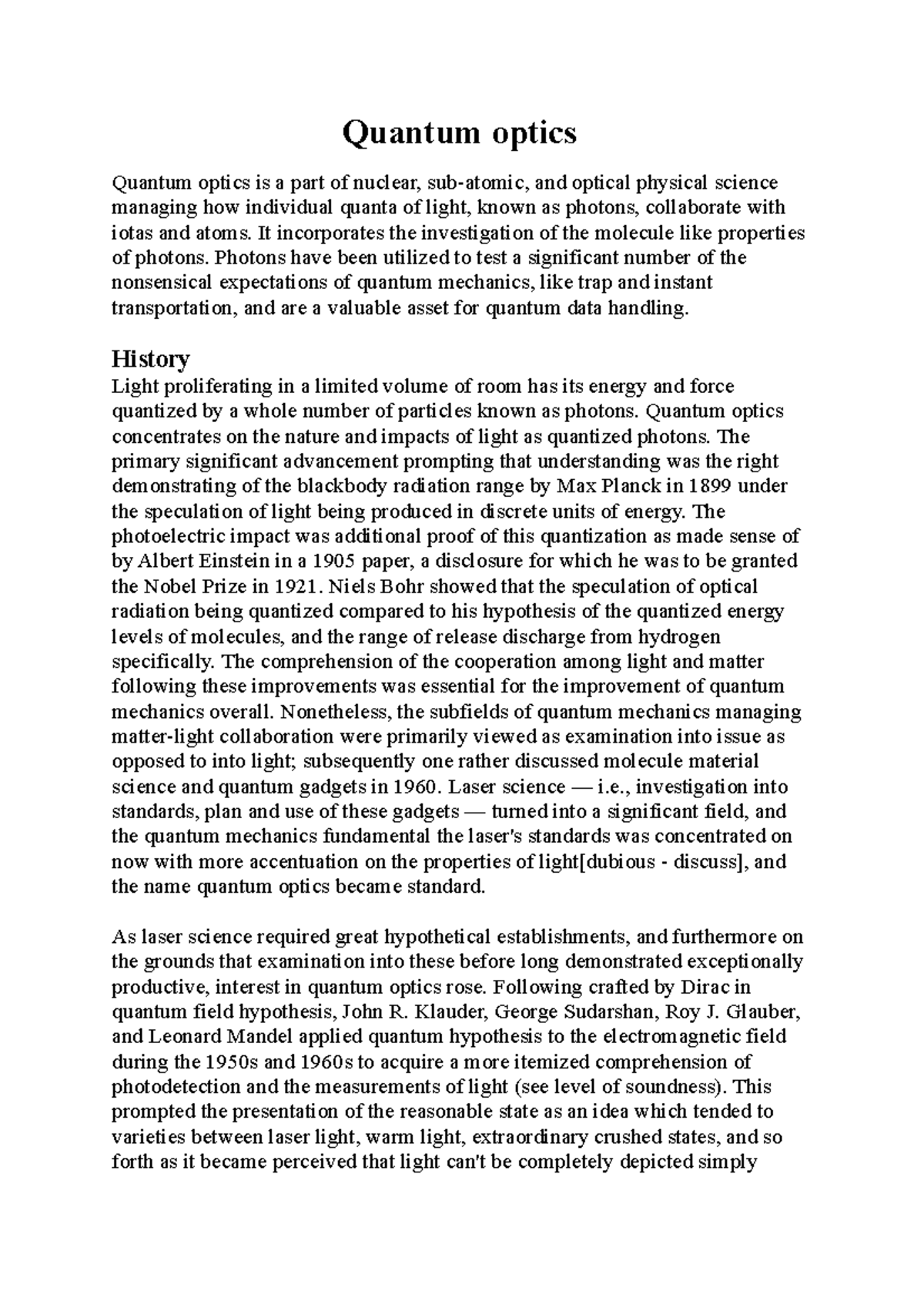 Quantum optics Ifah Quantum optics Quantum optics is a part of