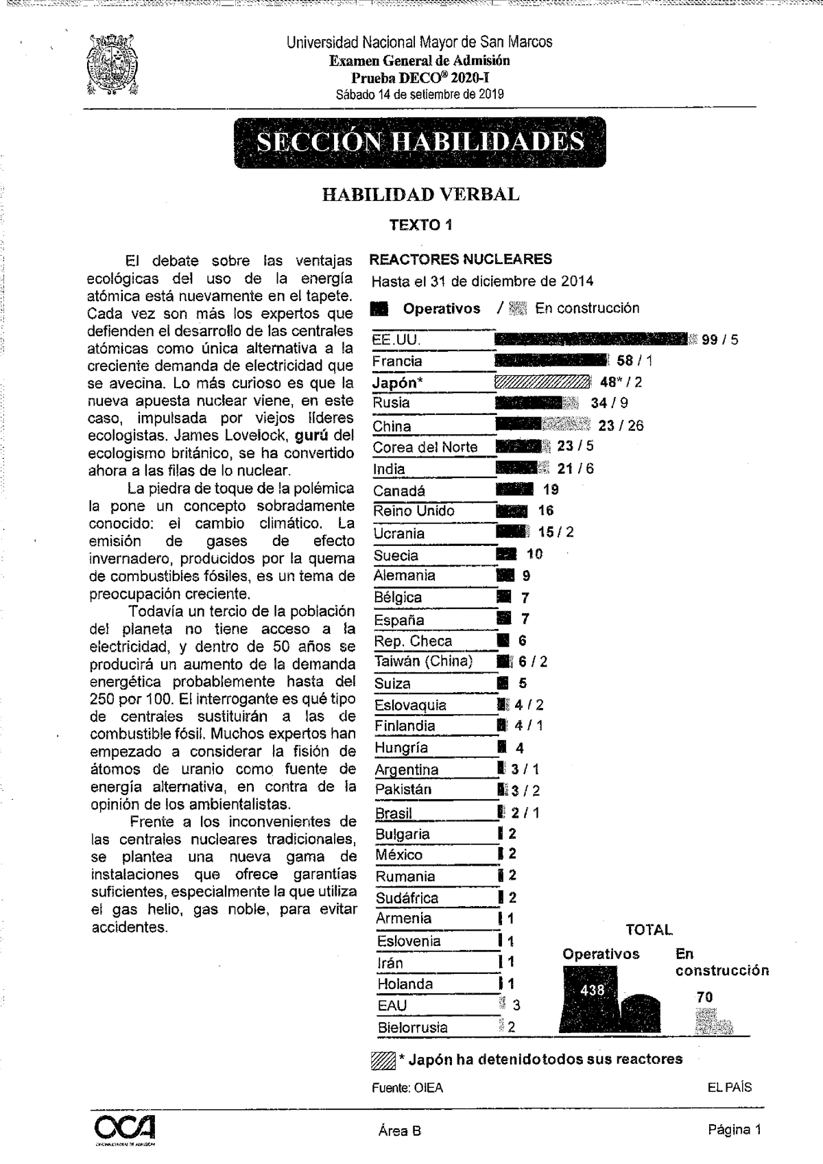 SAN Marcos 2020-I Examen Y Claves ÁREA B - pre san marcos - San Marcos ...