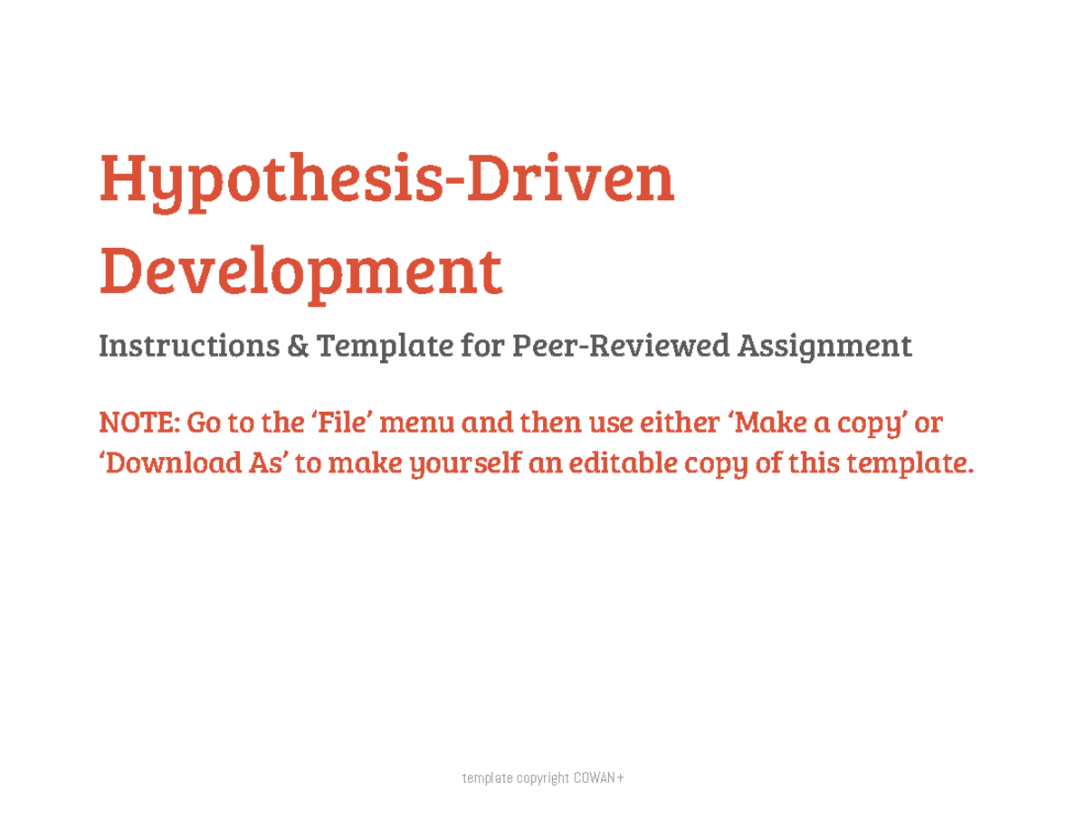 hypothesis driven development coursera answers