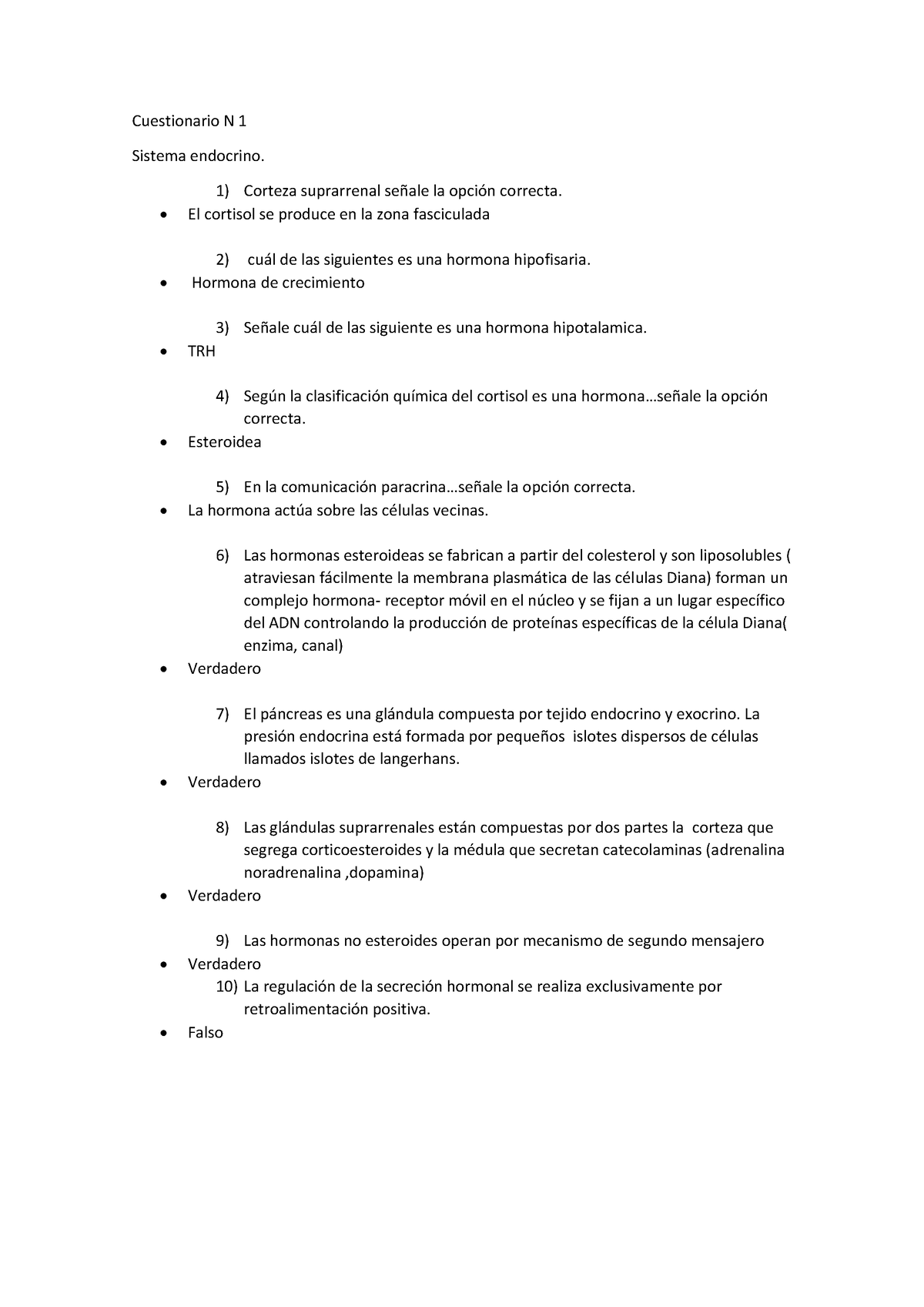 Documento Preguntas Y Respuestas Sistema Endocrino Corteza Suprarrenal Se Ale La