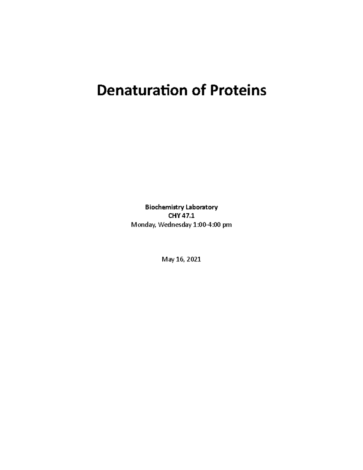 protein denaturation experiment lab report