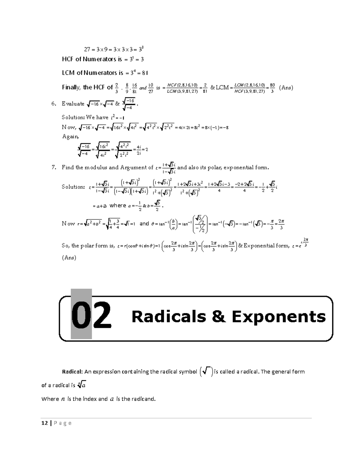 Chapter 2 radicals (Basic Mathematics by MA Halim) - 27 = 3 9 = 3 3 3 ...
