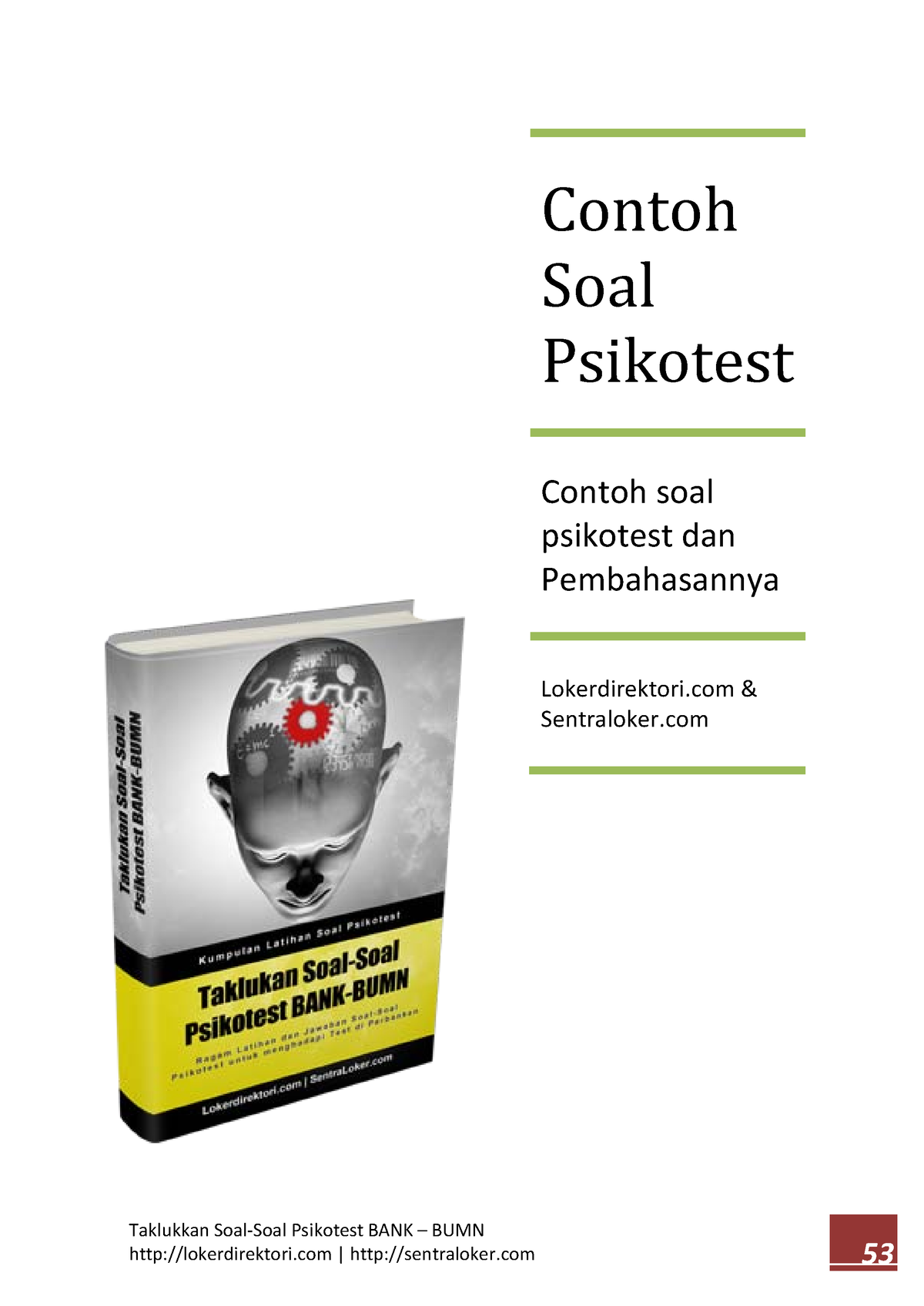 Test - Taklukkan Soal-Soal Psikotest BANK – BUMN Contoh Soal Psikotest ...