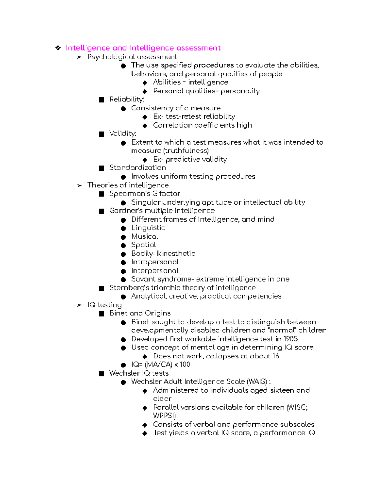 Psych 101- Exam 3 - Laumakis. Notes Over Intelligence, Intelligence ...