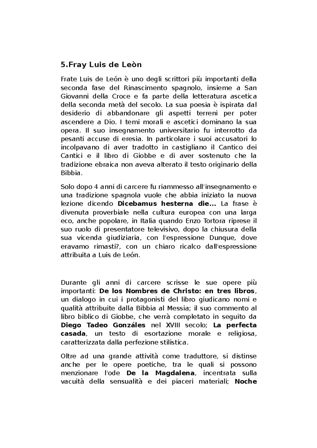 Fray Luis Leon - Riassunti completi sulla vita dell'autore Fray Luis ...