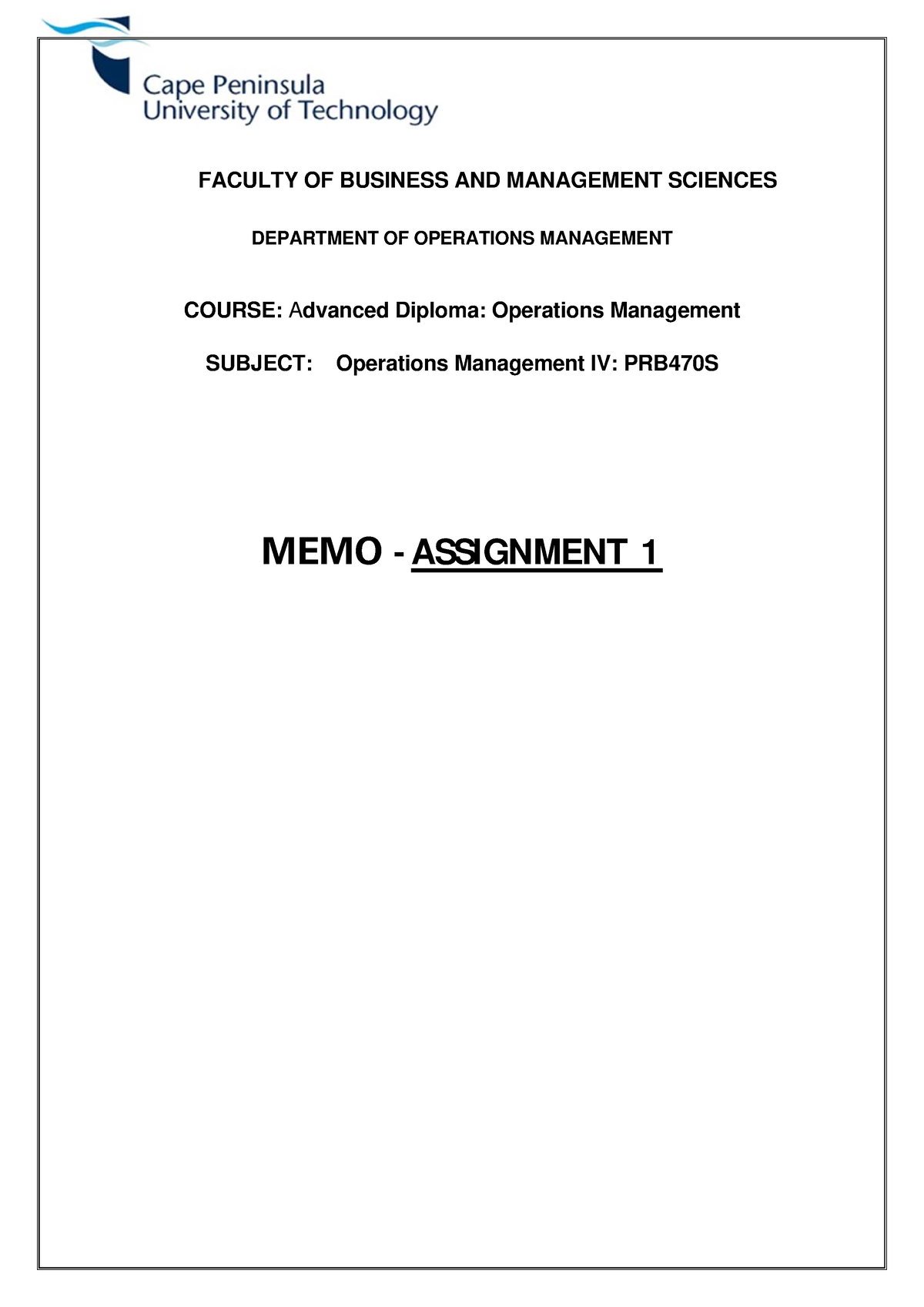 memo of assignment