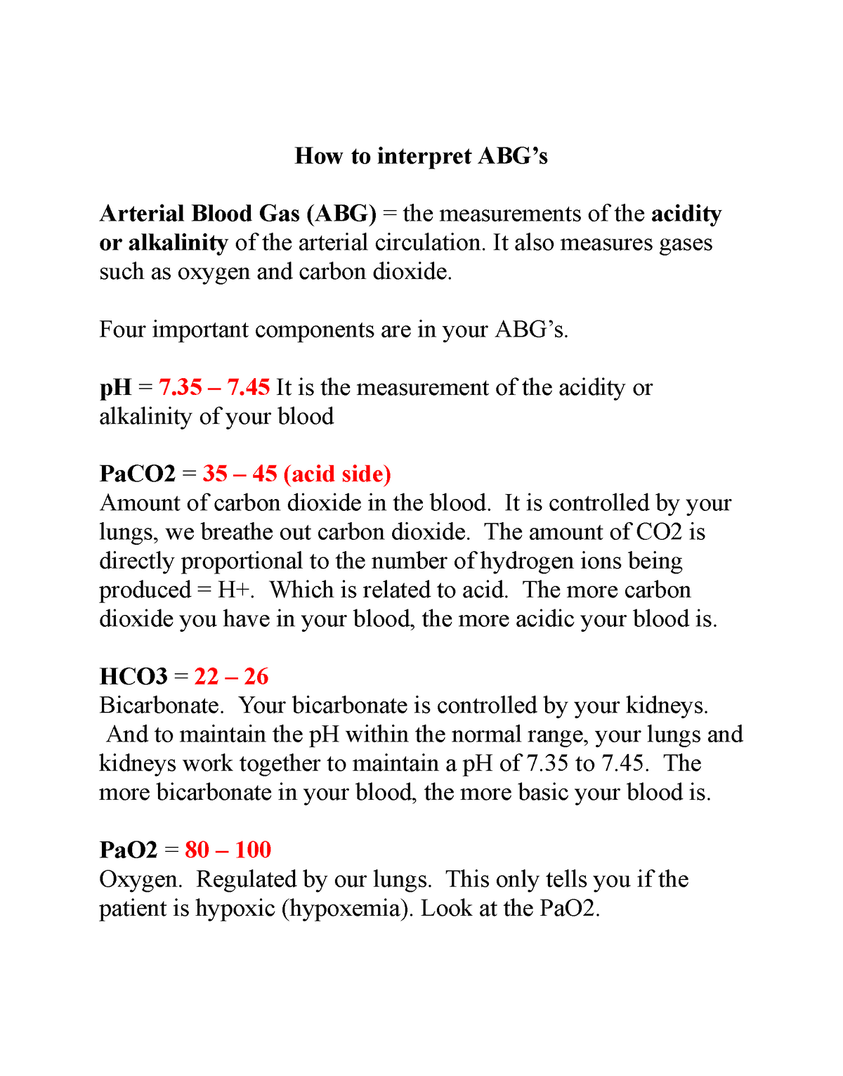 How+to+interpret+ABG+Exercises - How to interpret ABG’s Arterial Blood ...