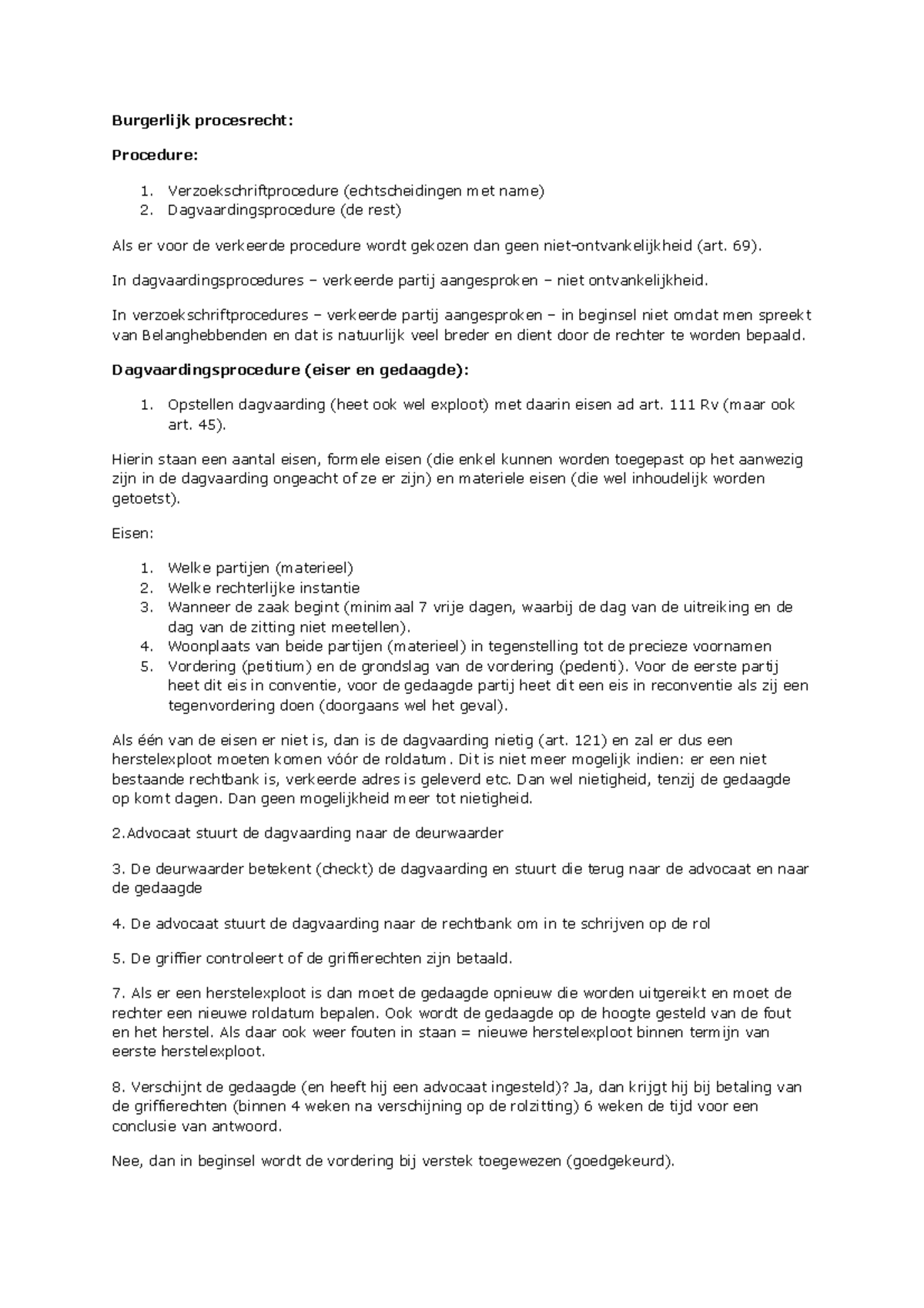 Burgerlijk Procesrecht 1 - Burgerlijk Procesrecht: Procedure ...