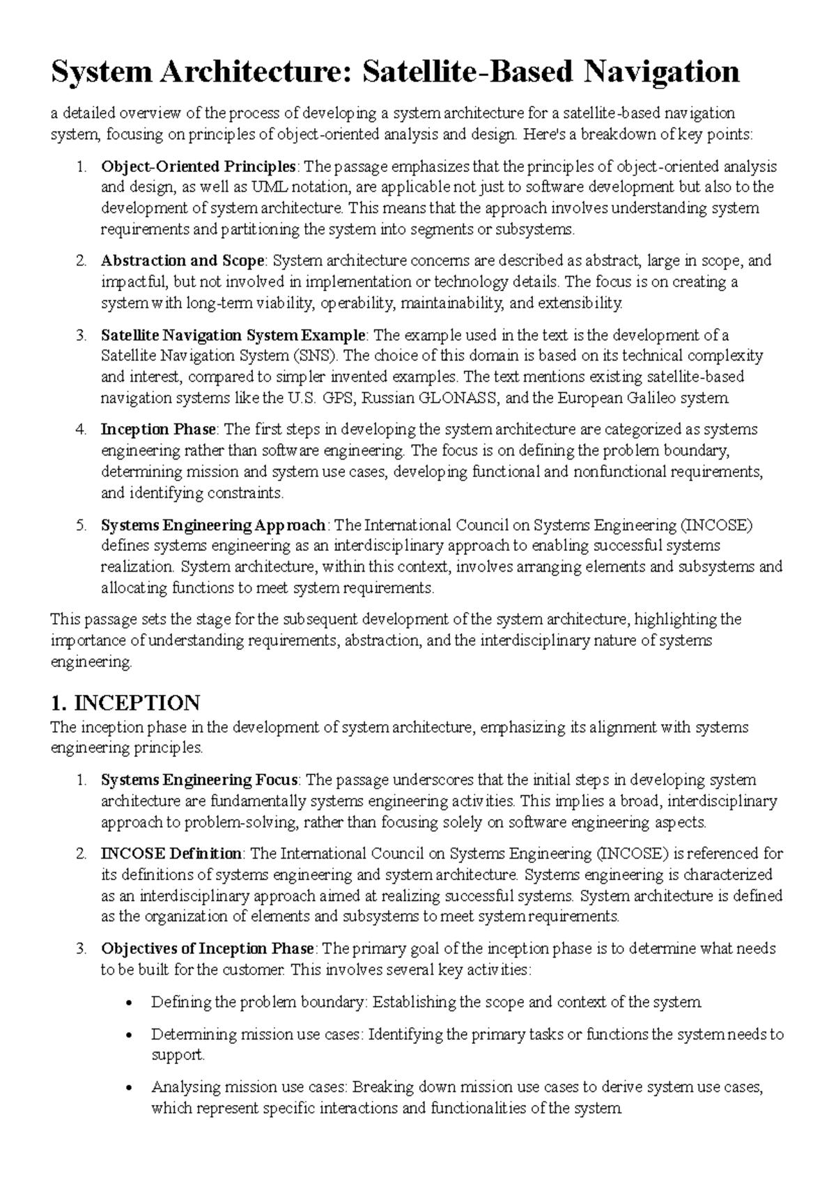 OOAD unit1 Case Study System Architecture SatelliteBased