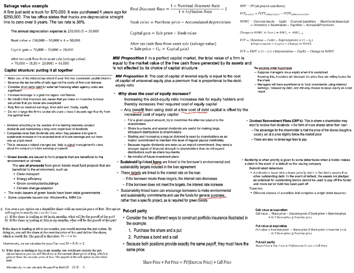 Finance 1B cheat sheet (1) - Salvage value example Nominal Discount ...