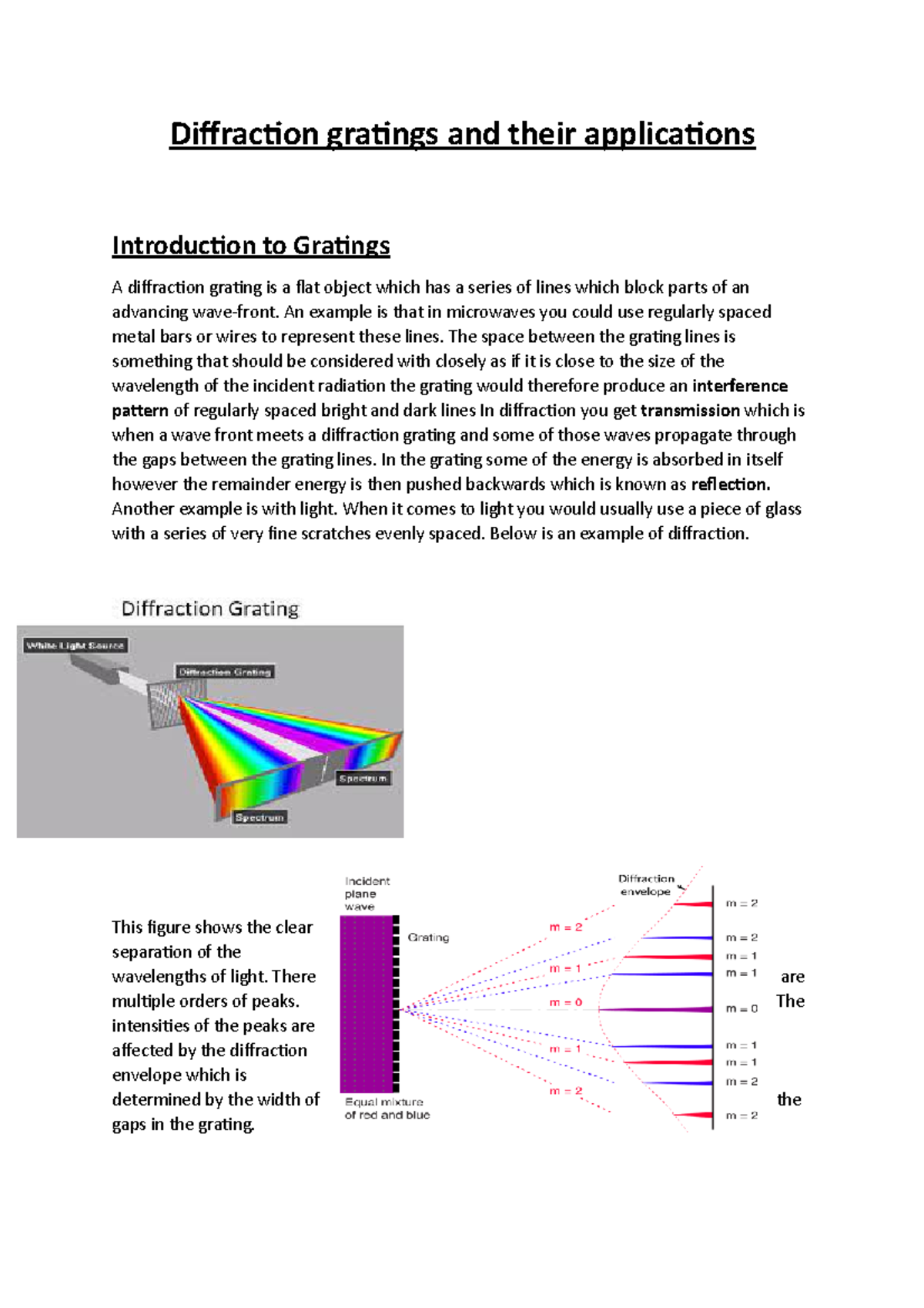 Diffraction gratings and their applications - Diffraction gratings and ...