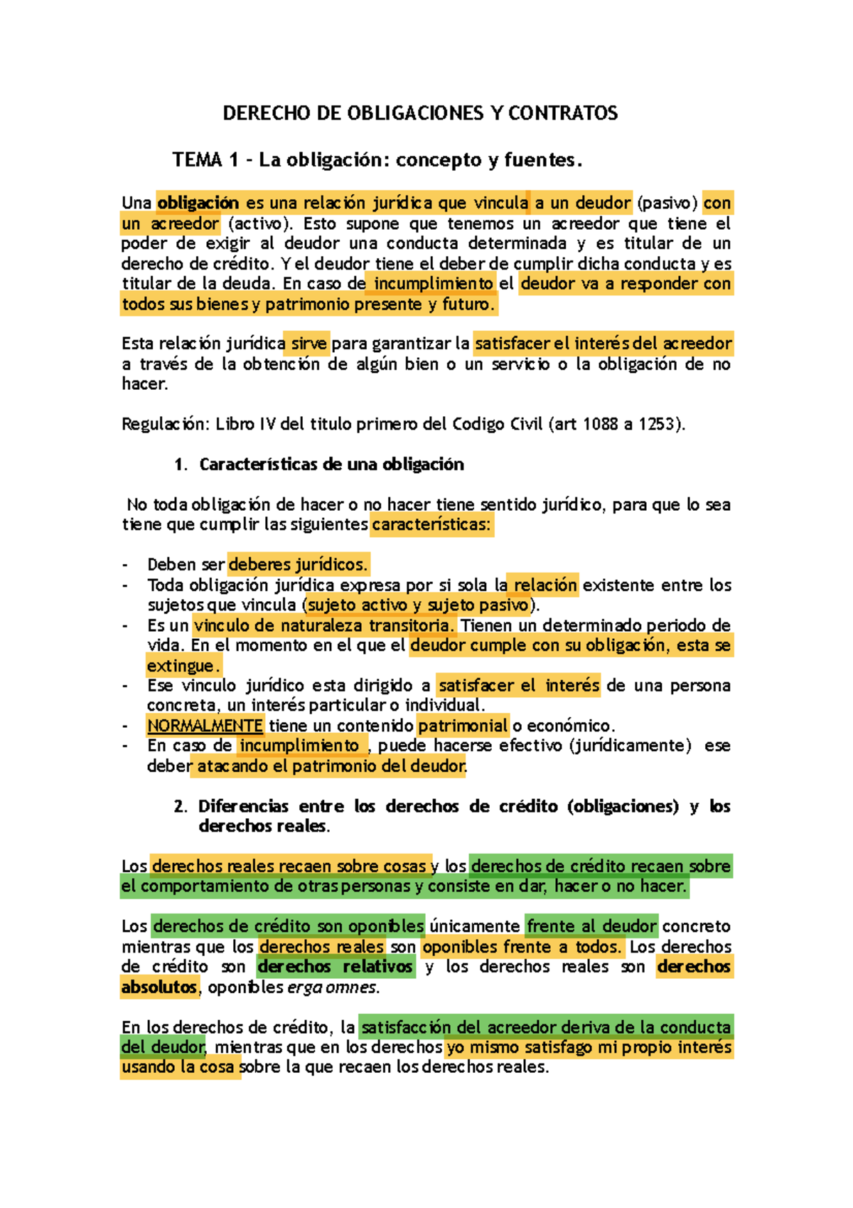 TEMA 1 - La obligacion, concepto y fuentes - DERECHO DE OBLIGACIONES Y ...