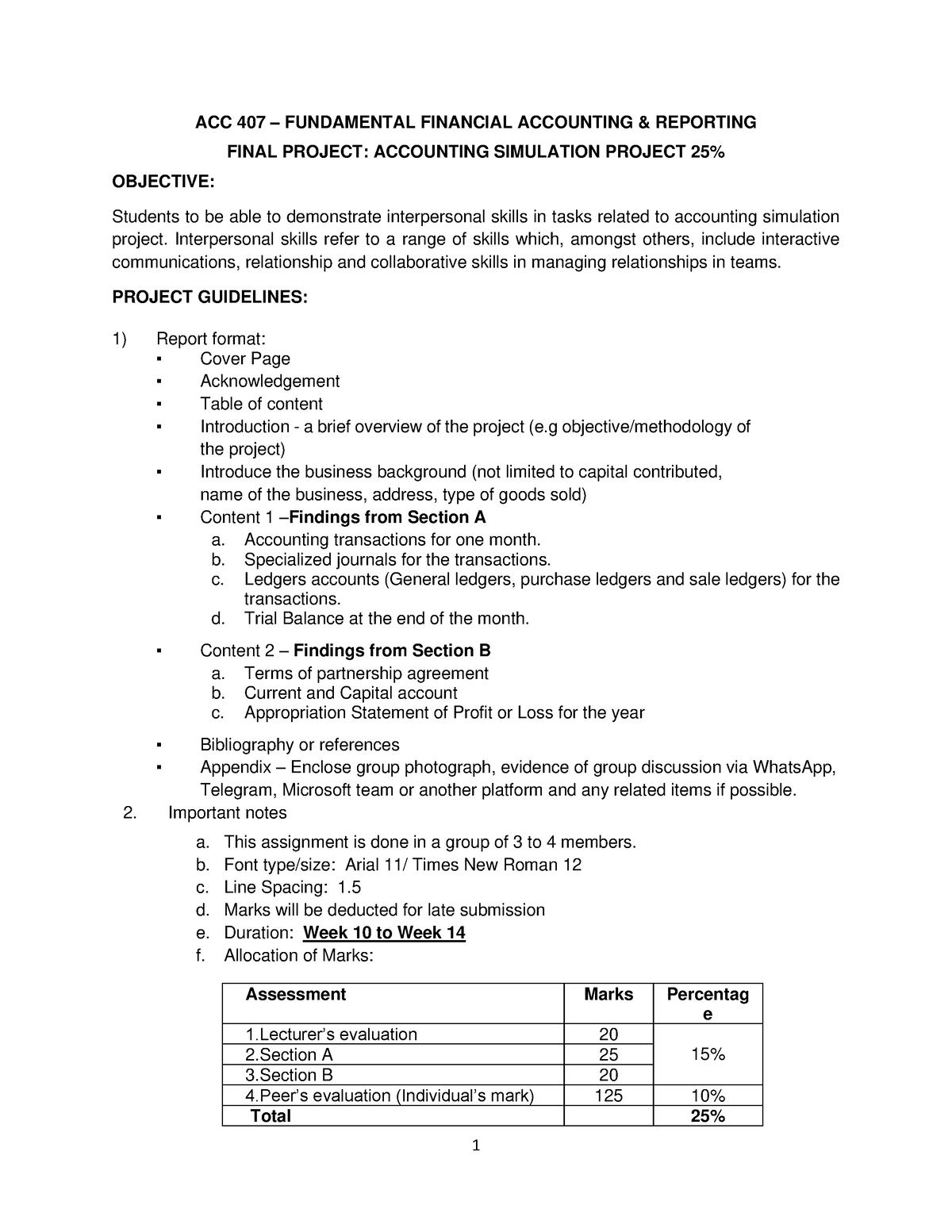 ACC407 Final Project ( Simulation) Instructions 2023 - ACC 407 ...