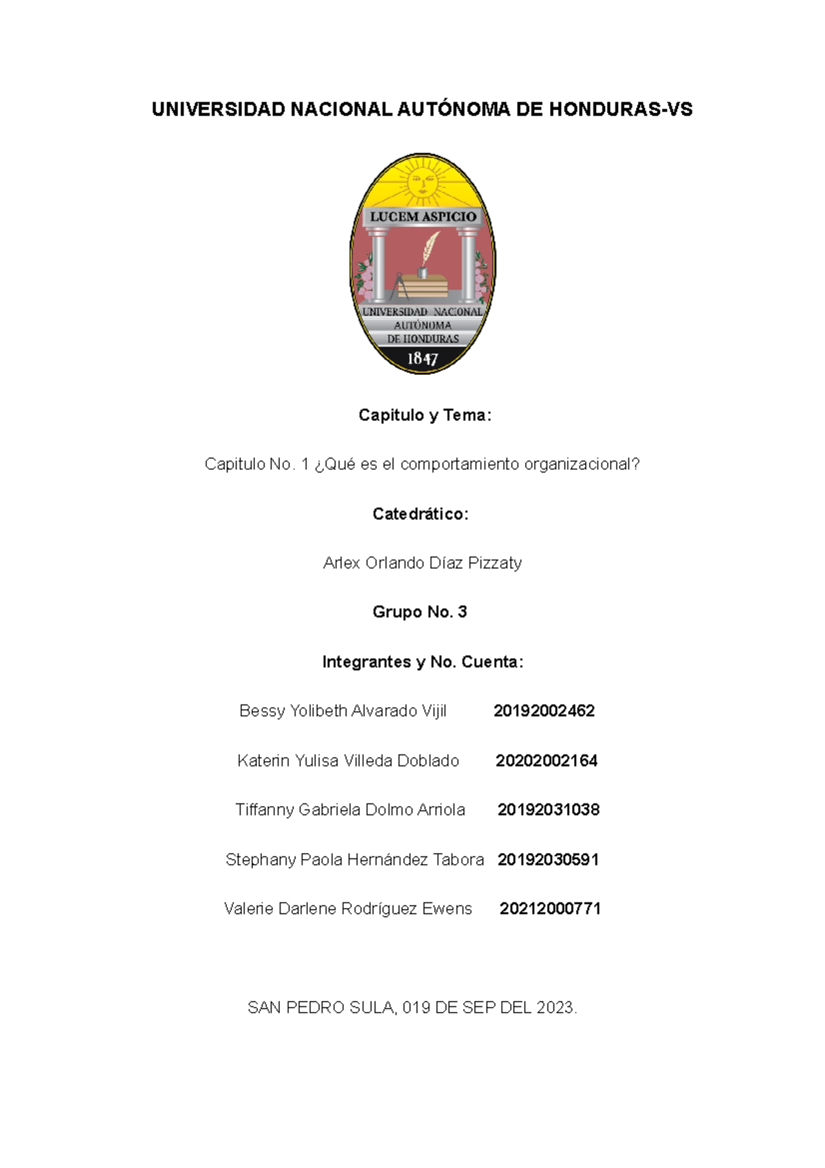 Ensayo No Hola Universidad Nacional AutÓnoma De Honduras Vs Capitulo Y Tema Capitulo No 1 2940