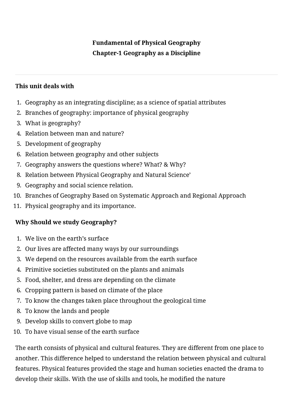 Geography As A Discipline Fundamental of Physical Geography Chapter1