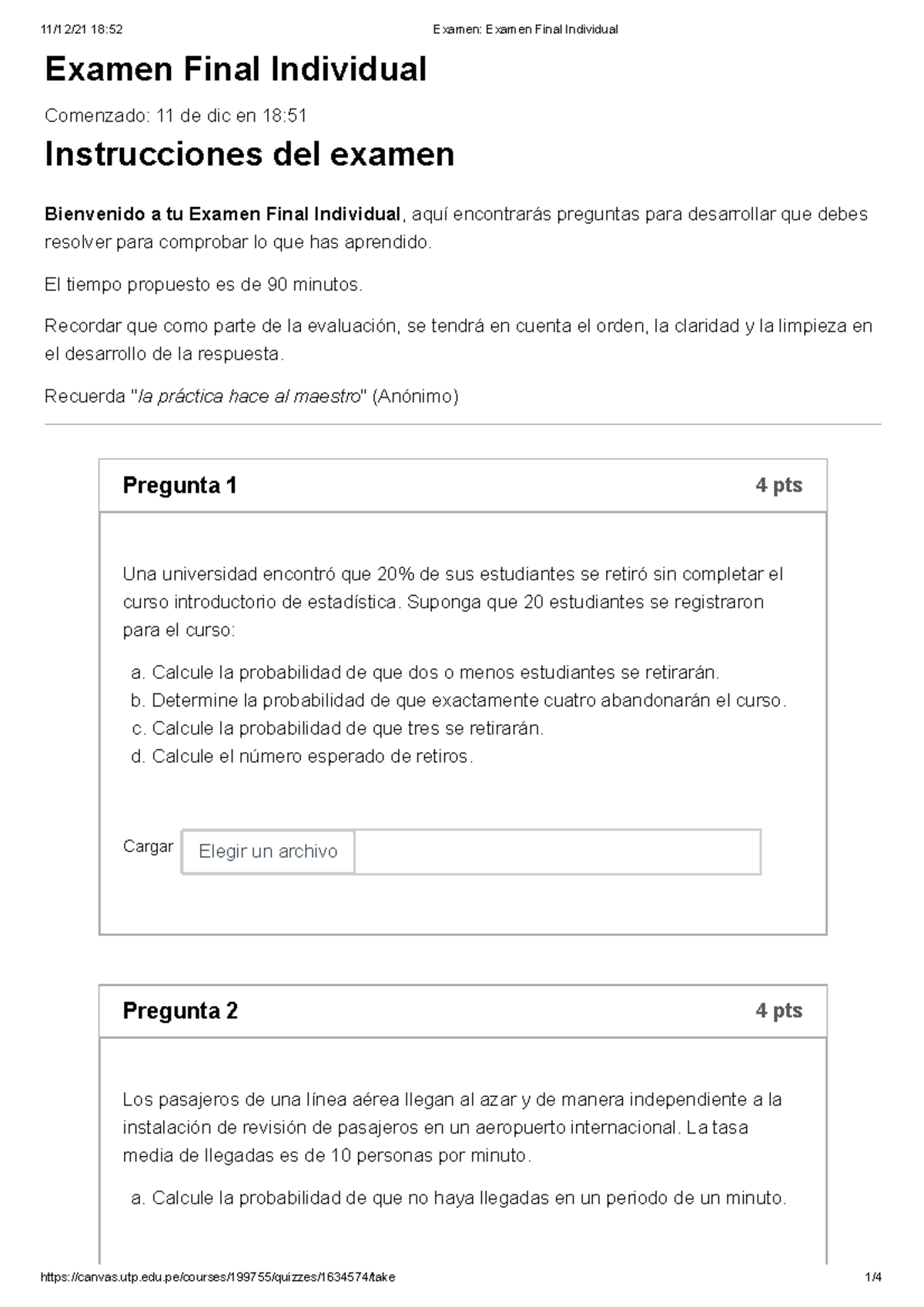 Examen Examen Final Individual De Estadistica - Examen Final Individual ...